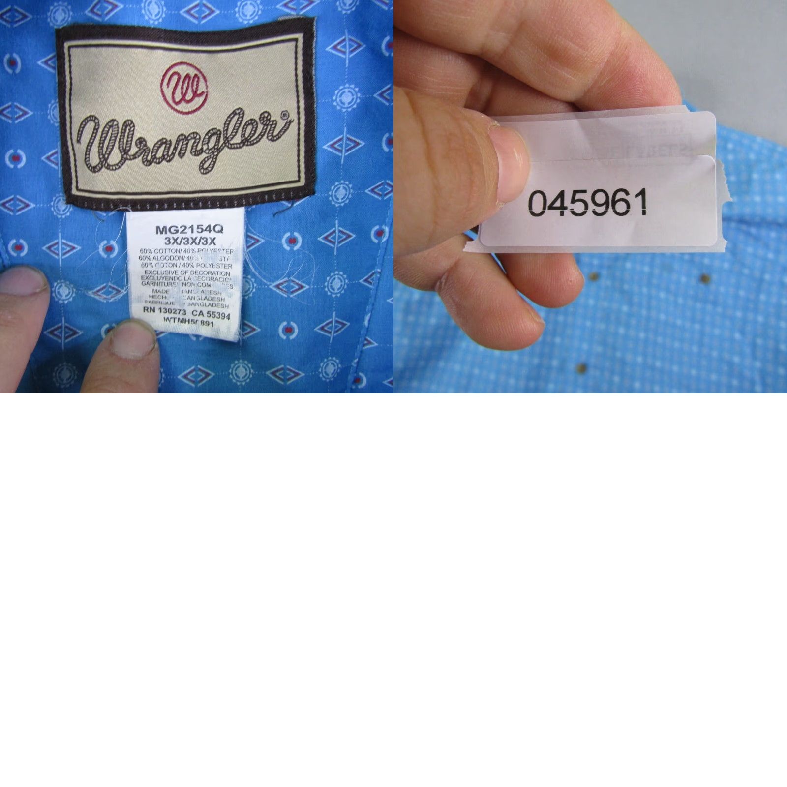 Wrangler Wrangler Shirt Mens 3XL Blue Geometric Western Cowboy Rodeo Rancher Button-Up Size US XXL / EU 58 / 5 - 8 Thumbnail