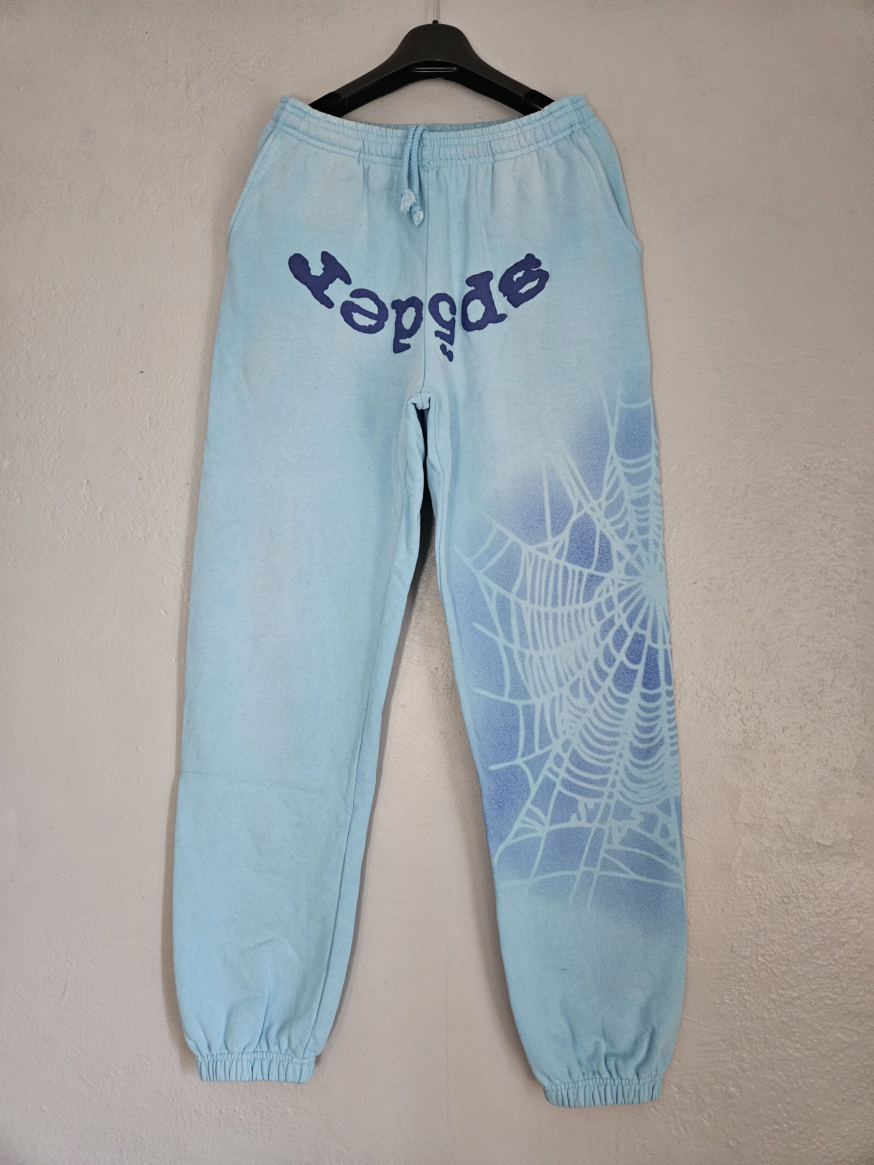 Sp5der OG Web V2 Airbrush Spray Light Blue Sweatpants Size US 30 / EU 46 - 1 Thumbnail