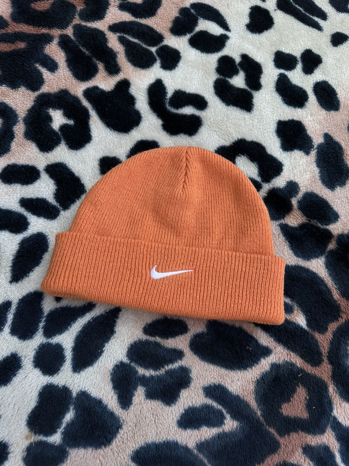 Vintage Y2K Nike Swoosh Beanie Orange Hat