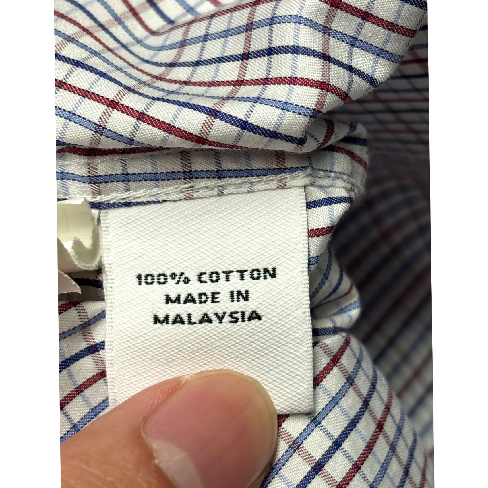 Proper Cloth Proper Cloth Shirt Mens XS Check Button Down Blue Burgundy French Cuff Cotton Size US XS / EU 42 / 0 - 5 Thumbnail
