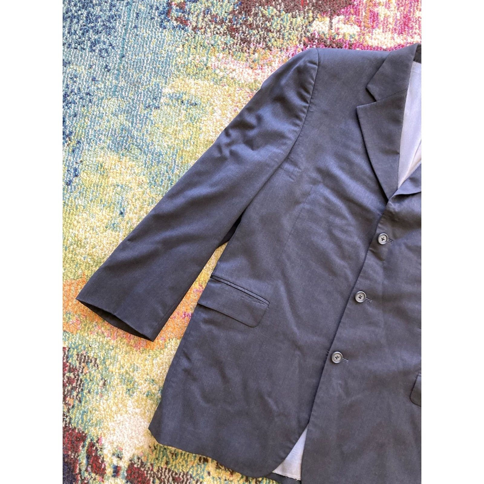 Jack Victor Jack Victor Mens 41R Charcoal Gray Wool 3 Button Jacket Size 42R - 2 Thumbnail