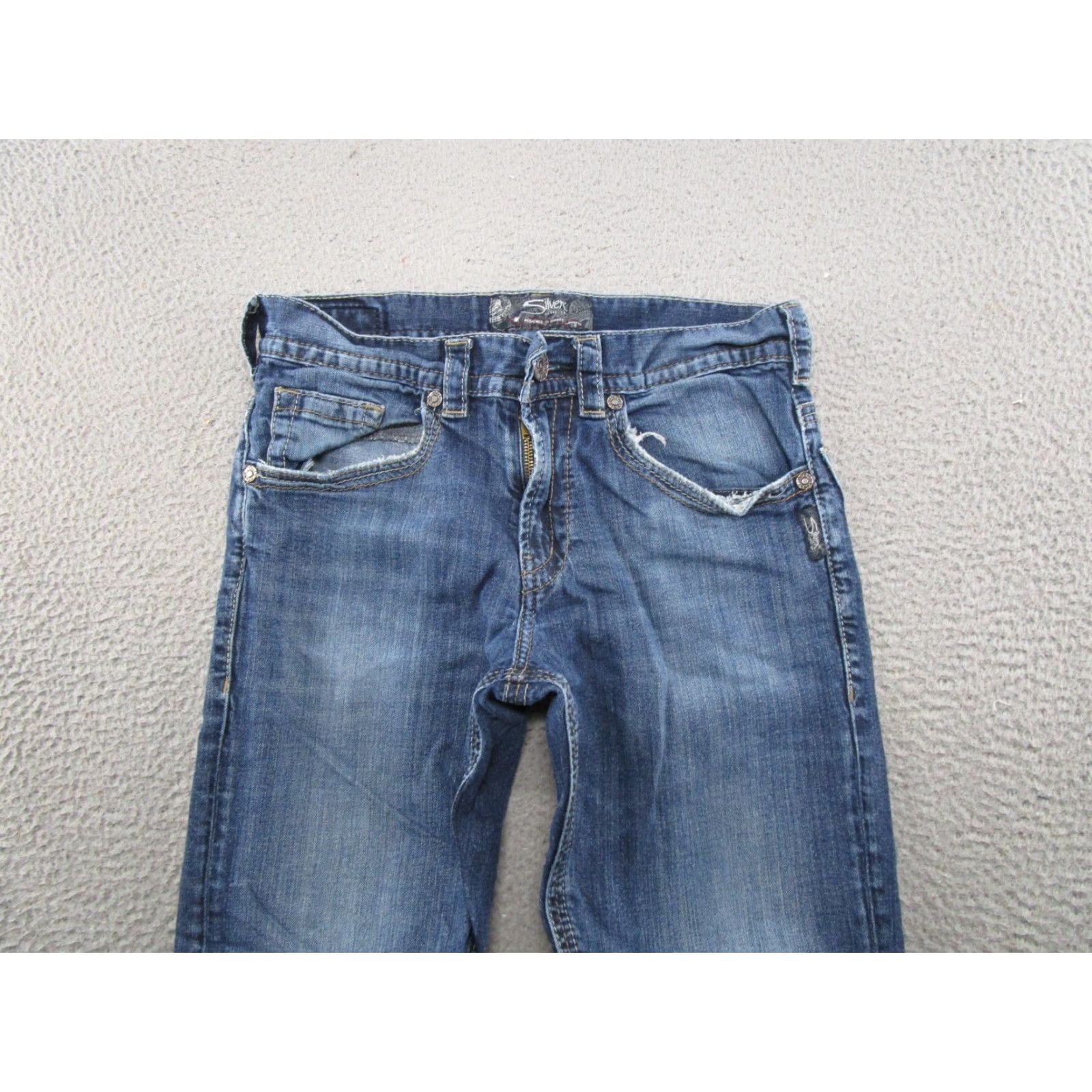Silver Jeans Co. VINTAGE Silver Jeans Gordie Straight Leg Jeans 5-Pocket Mens 31x32 Blue Denim Read Missing Pockets Size US 31 - 3 Thumbnail
