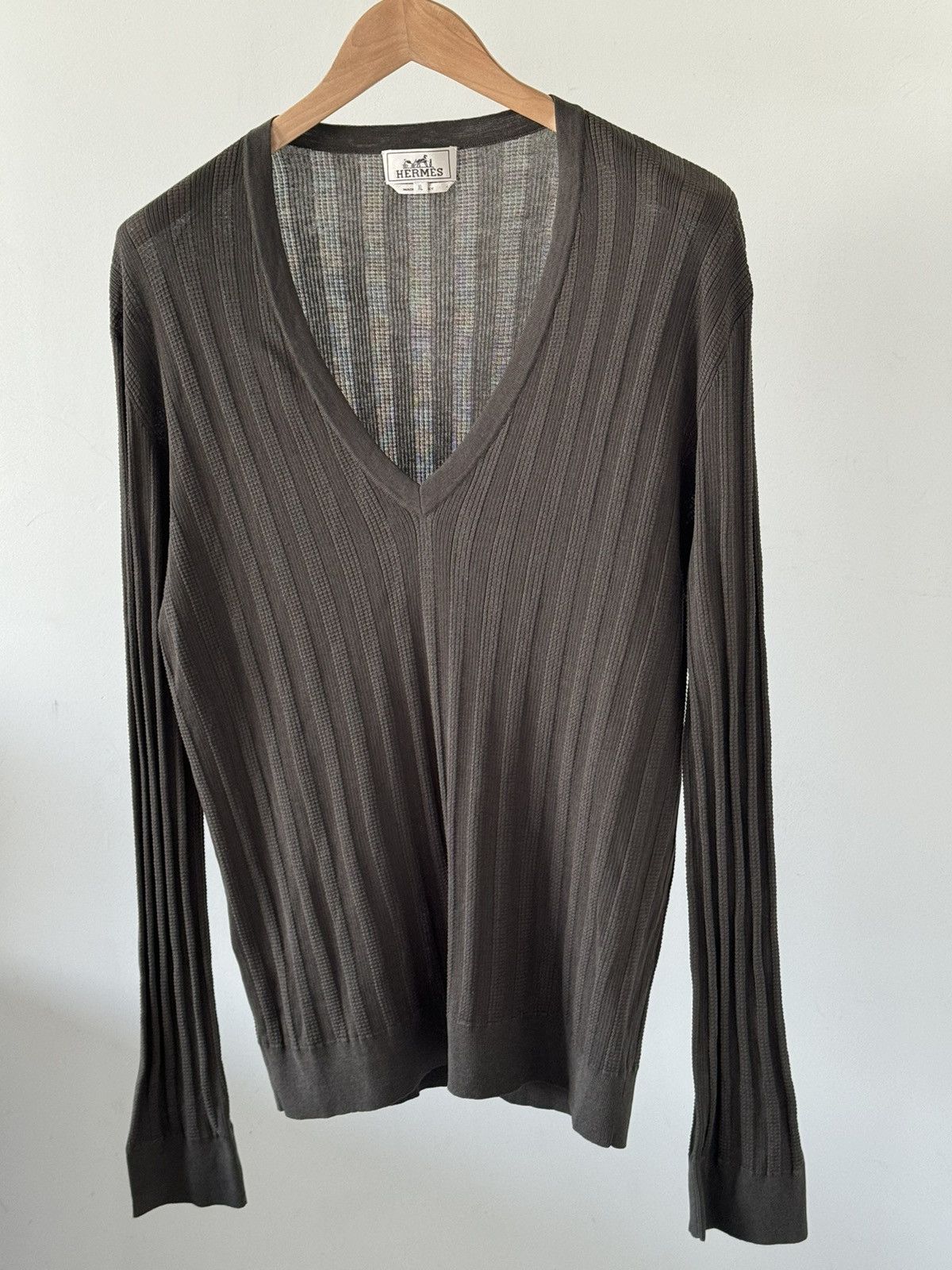 Hermes Hermes cotton striped v-neck Size US XL / EU 56 / 4 - 1 Thumbnail