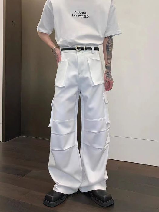 Image of Vintage White Cargo High Waist Pants, Men's (Size 34)