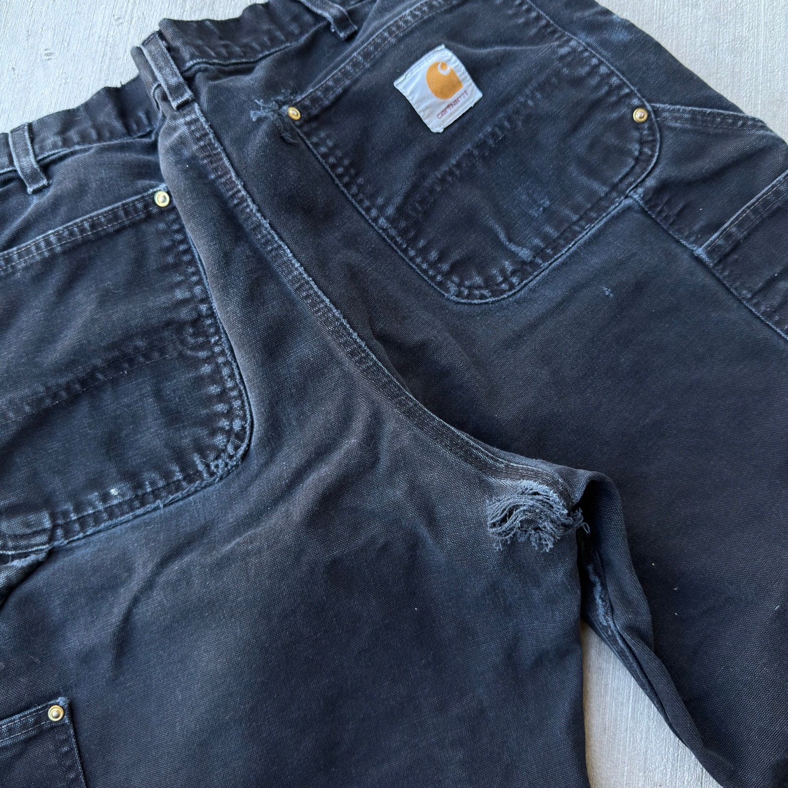 Carhartt × Vintage Vintage Y2K Carhartt black double knee work carpenter pants Size US 33 - 5 Thumbnail