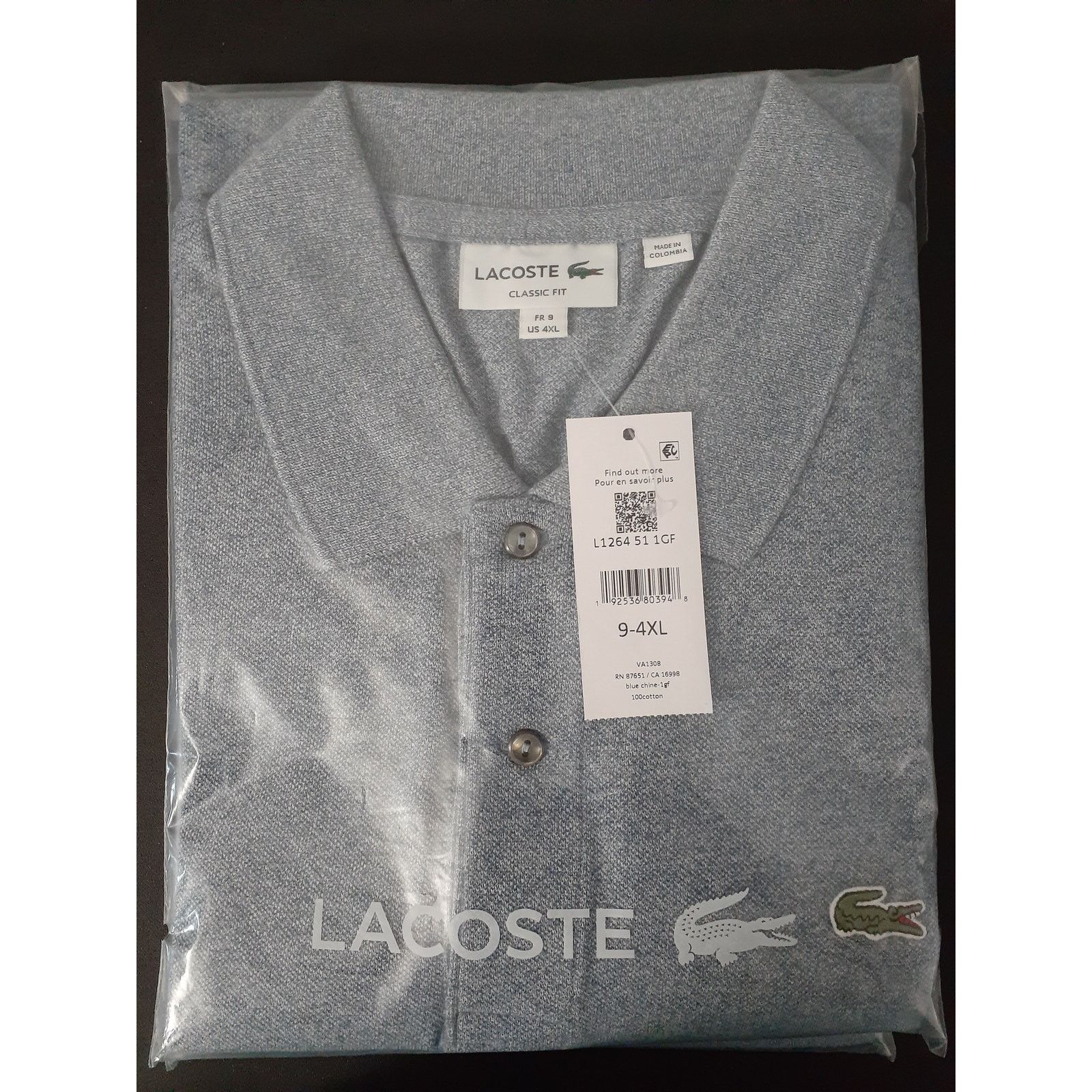 Lacoste Lacoste Men's Classic Chine Pique Polo Shirt Light Blue 4XL Size US XXL / EU 58 / 5 - 2 Thumbnail