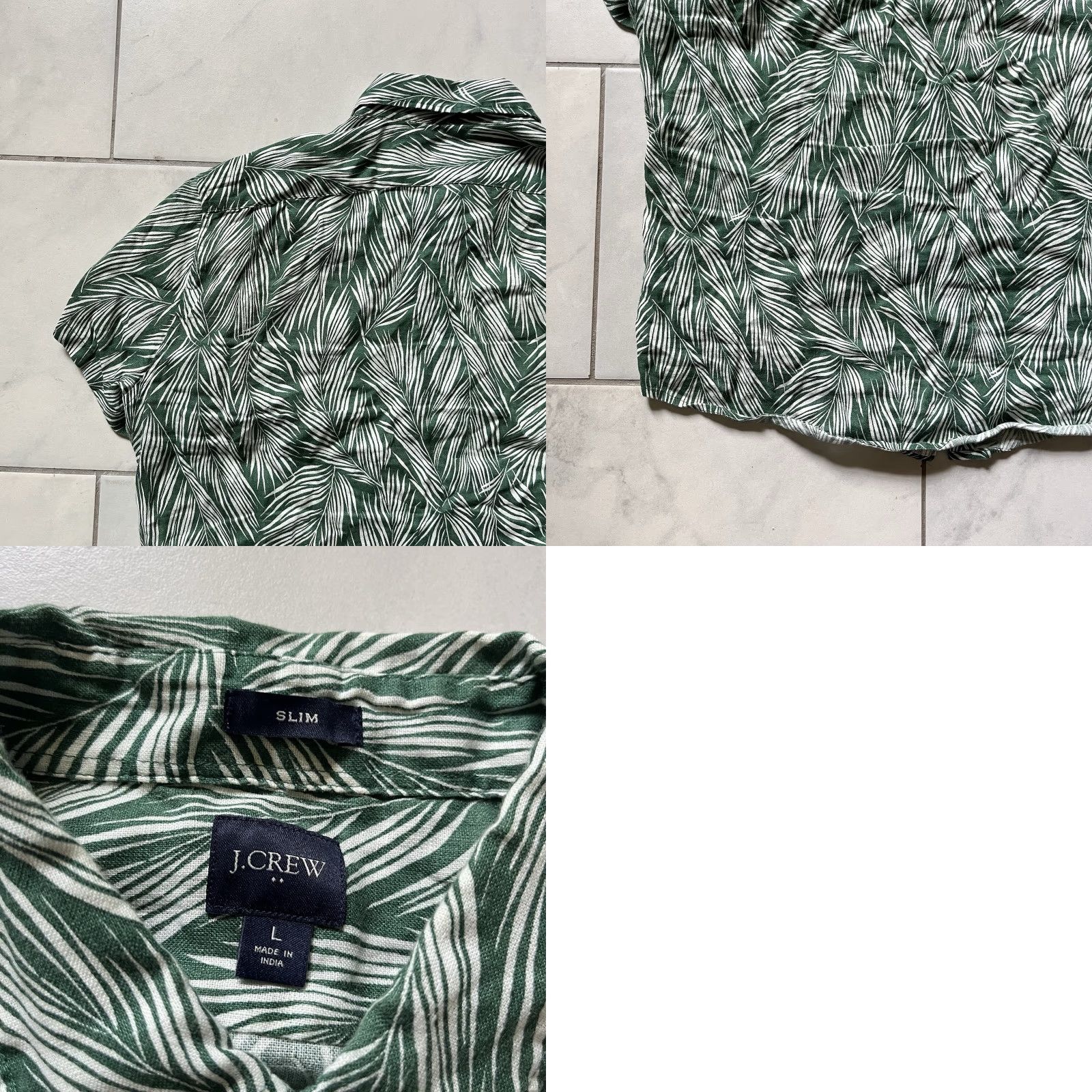 J.Crew J.CREW Linen Shirt Green Mens Button-Up Slim Fit Short Sleeve Large Spring Summer Casual Workwear Size US L / EU 52-54 / 3 - 9 Thumbnail