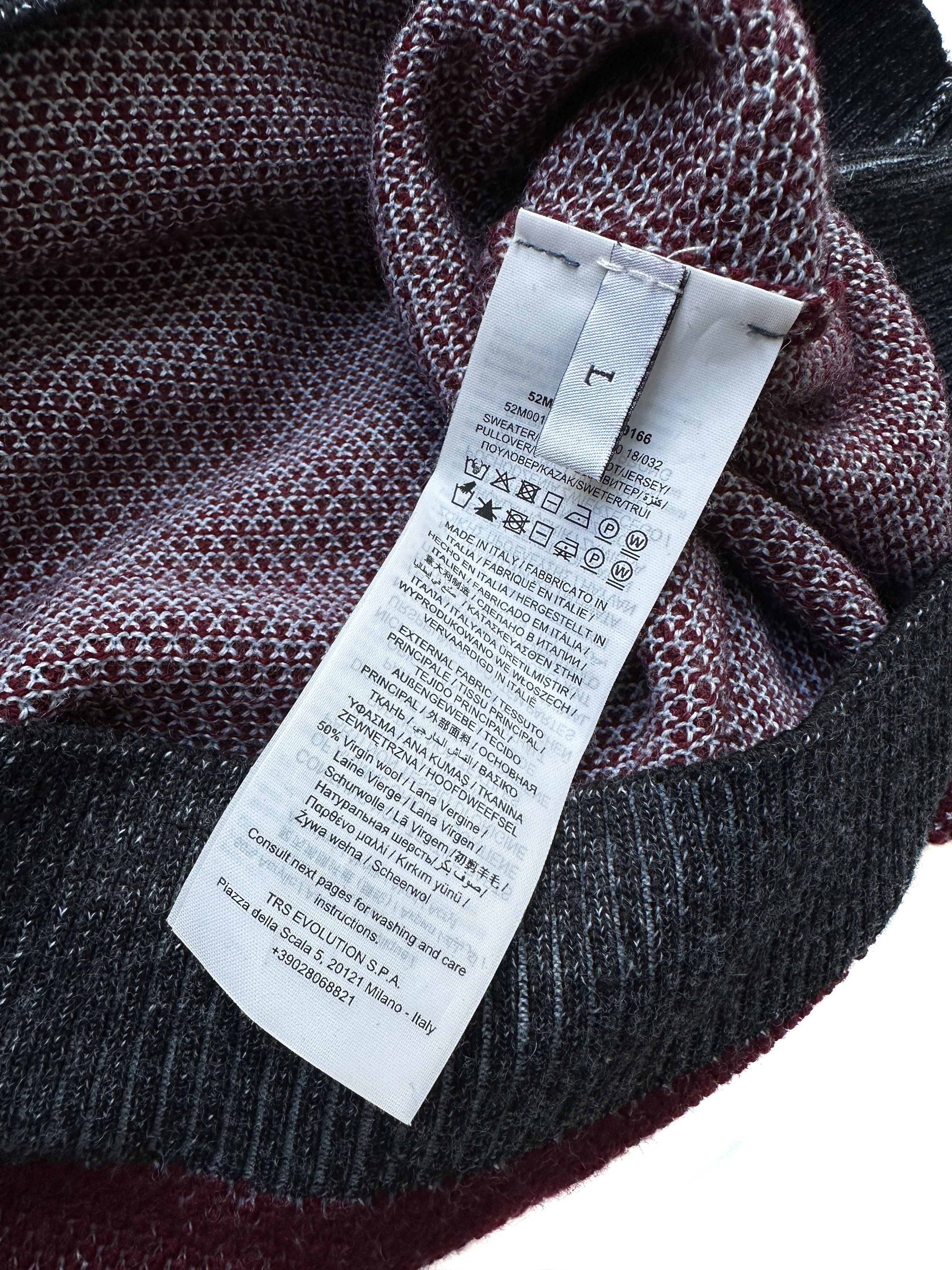 Trussardi Trussardi Jeans wool textured burgundy sweater Size US L / EU 52-54 / 3 - 8 Thumbnail