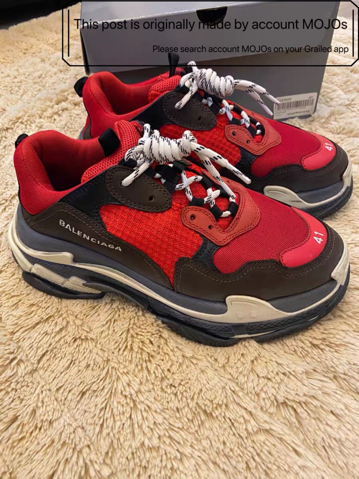 Sz 41 Balenciaga Triple S Sneaker Red mojos1546