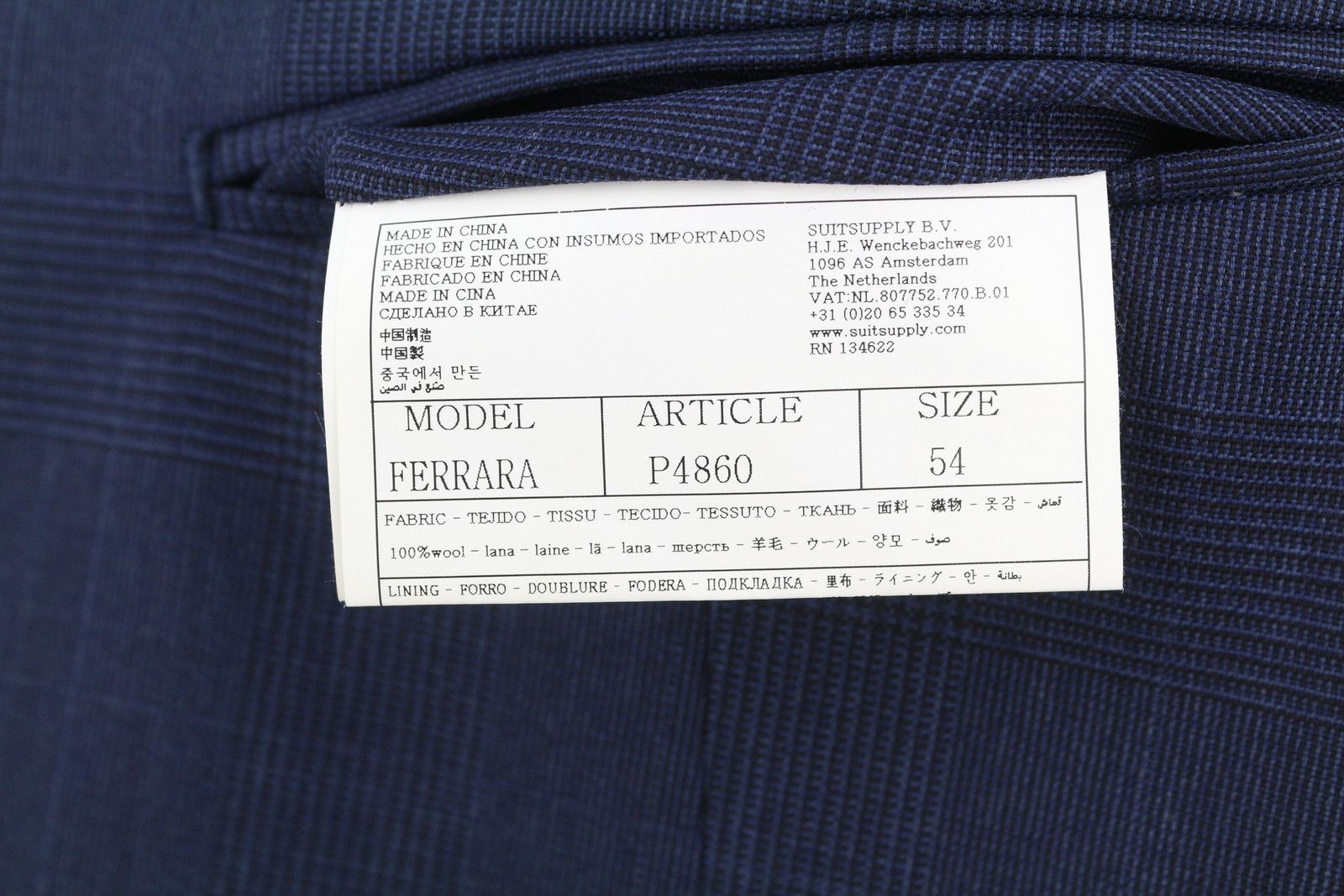 Suitsupply UK44R Blue Wool Plaid Button-Up Waistcoat 89055 Size 44R - 7 Thumbnail