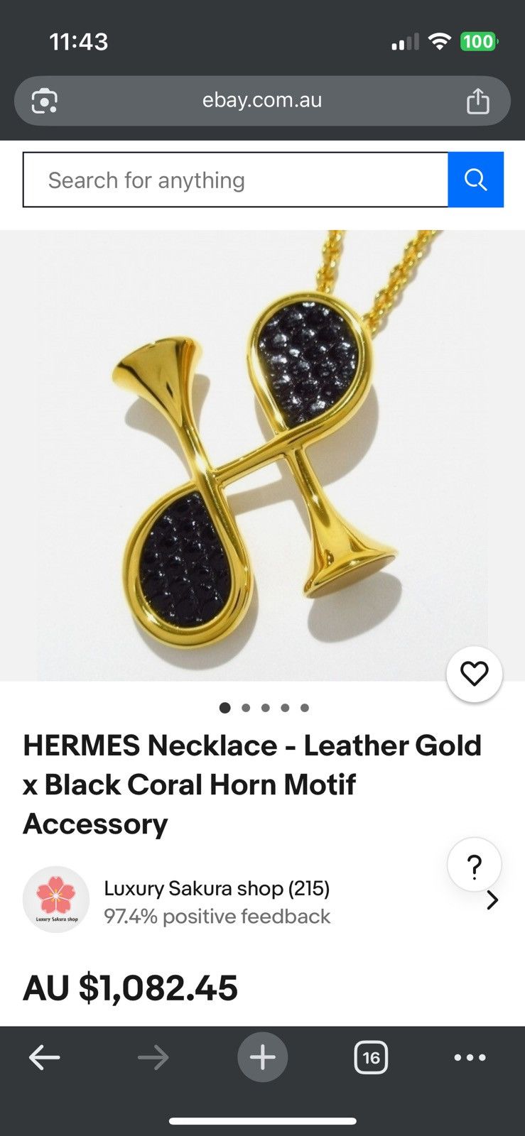 Hermes Near NEW beautiful Hermes Cor H pendant Size ONE SIZE - 9 Thumbnail