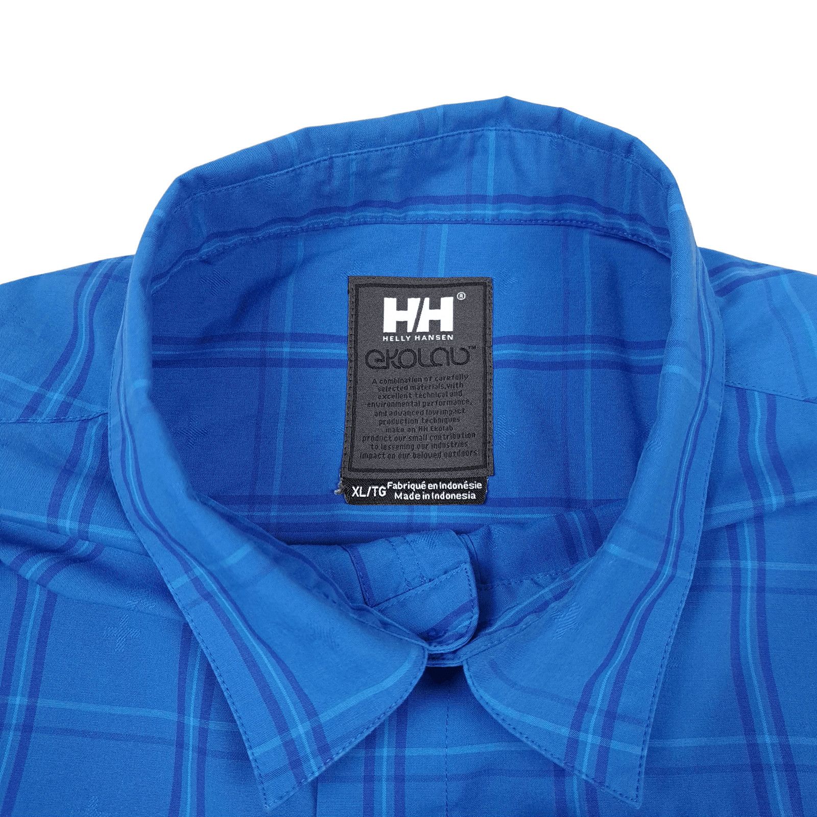 Helly Hansen × Vintage 90's Vintage Helly Hansen Checked Short Sleeve Blue T-shirt Size US XL / EU 56 / 4 - 4 Thumbnail
