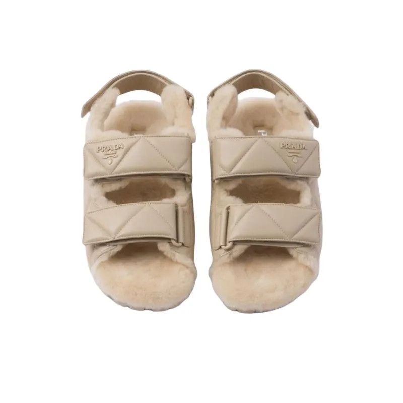 Prada o1w1db11124 Nappa Leather Sandals in Beige Size US 9 / IT 39 - 4 Thumbnail