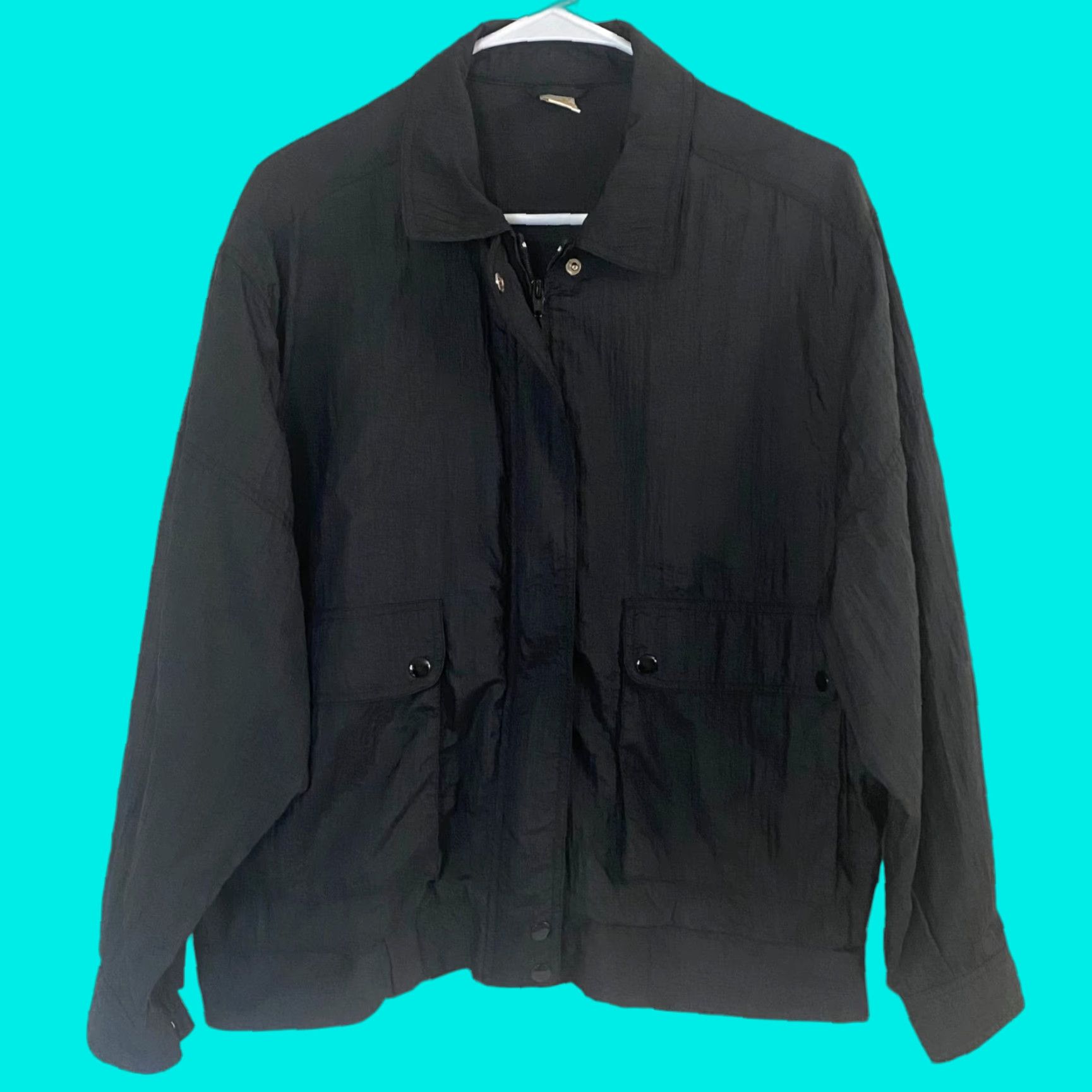 Jantzen VINTAGE Jantzen Windbreaker Jacket Snap Full Zip Black Womens Medium M Nylon Size M / US 6-8 / IT 42-44 - 1 Thumbnail