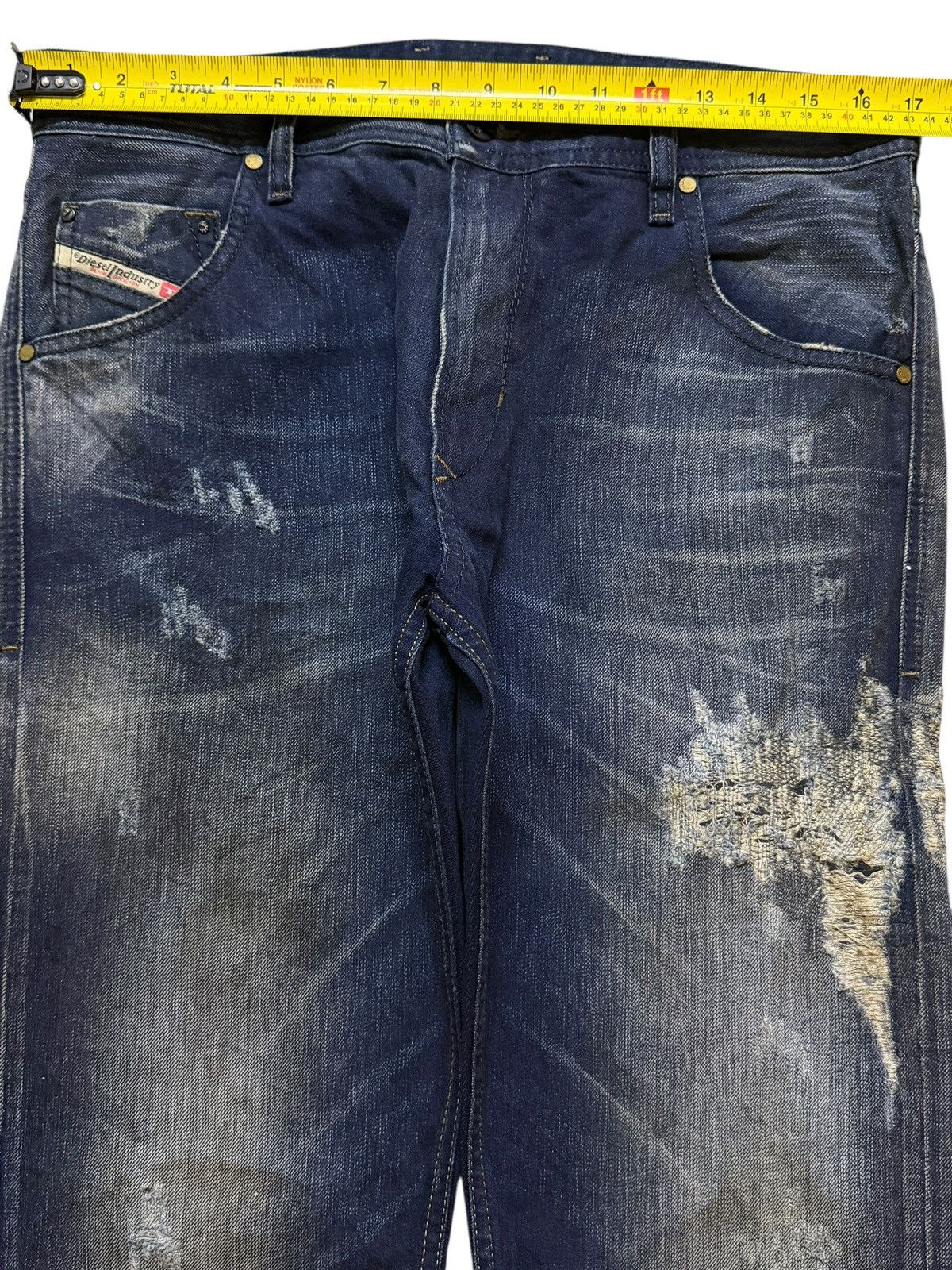 Diesel Vintage 90s Diesel Industry Mud Wash Faded Distress Sashiko Size US 33 - 8 Thumbnail