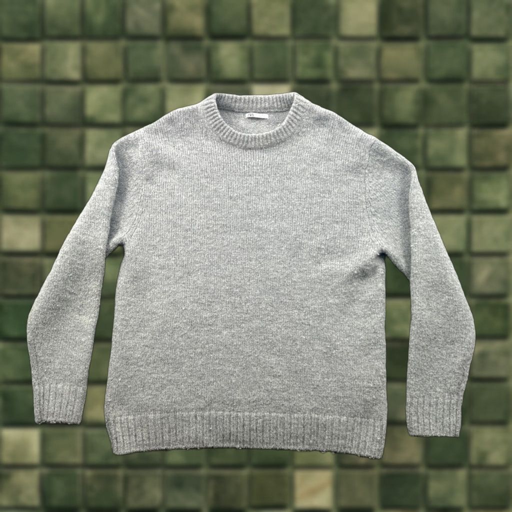 Zara Zara Womens Knit Crewneck Sweater Pullover Blue 100% Cotton L Regular Raglan Long Sleeve Knit - Vintage No Size L / US 10 / IT 46 - 1 Thumbnail