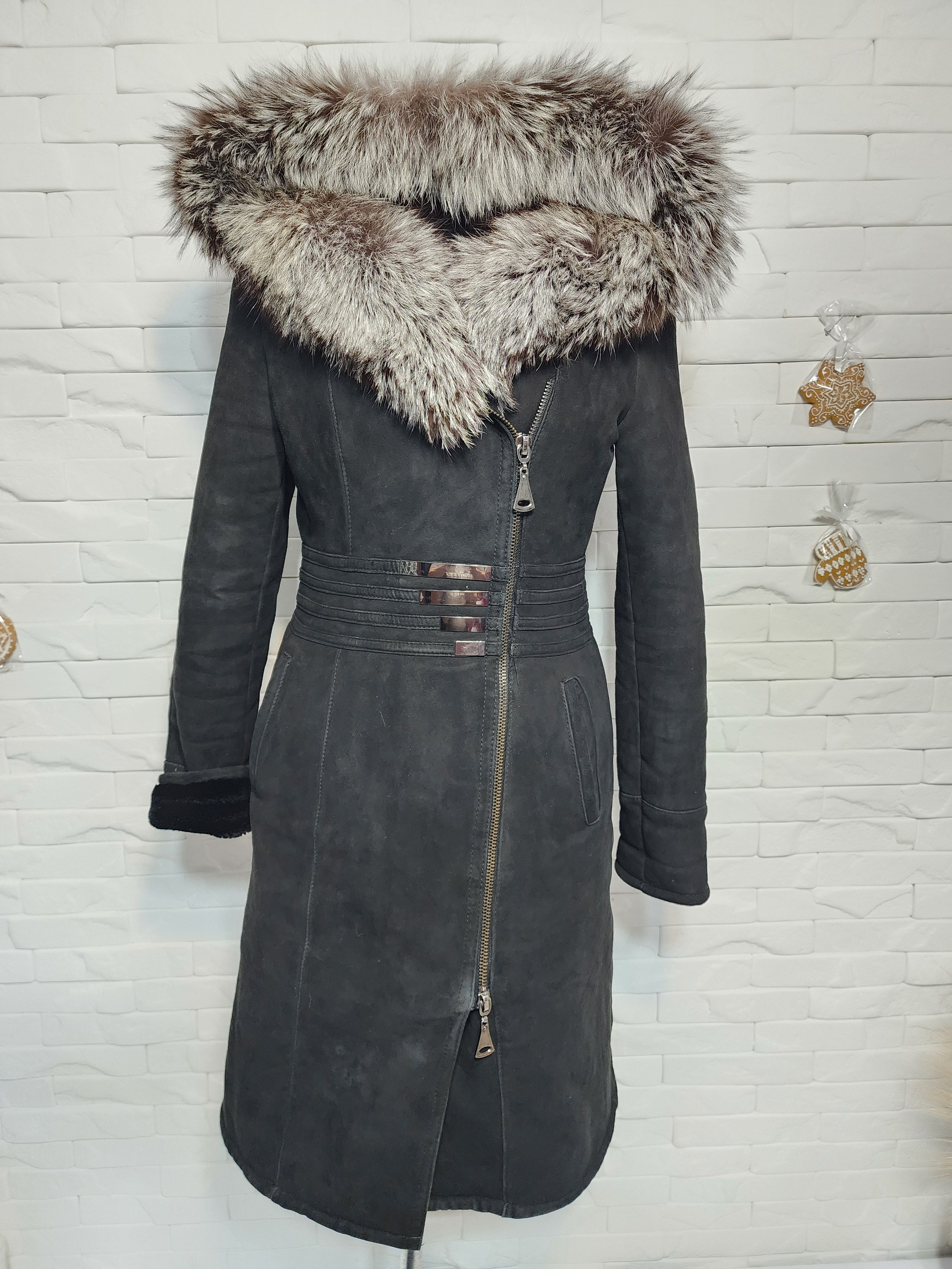 Furla Black Faux Sheepskin Coat: Warm Hood, Metal Zipper. Women's. Size S / US 4 / IT 40 - 1 Thumbnail