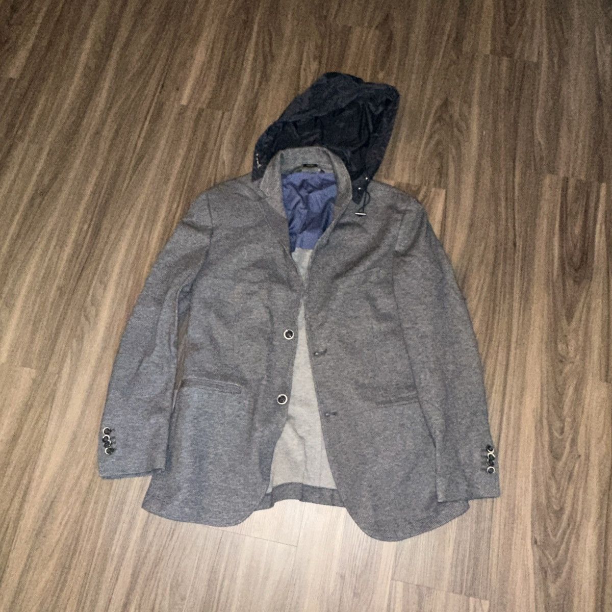 Massimo Dutti Massimo Dutti Hooded Blazer Men’s Navy & Grey Size M-L 42 Size 42S - 1 Thumbnail
