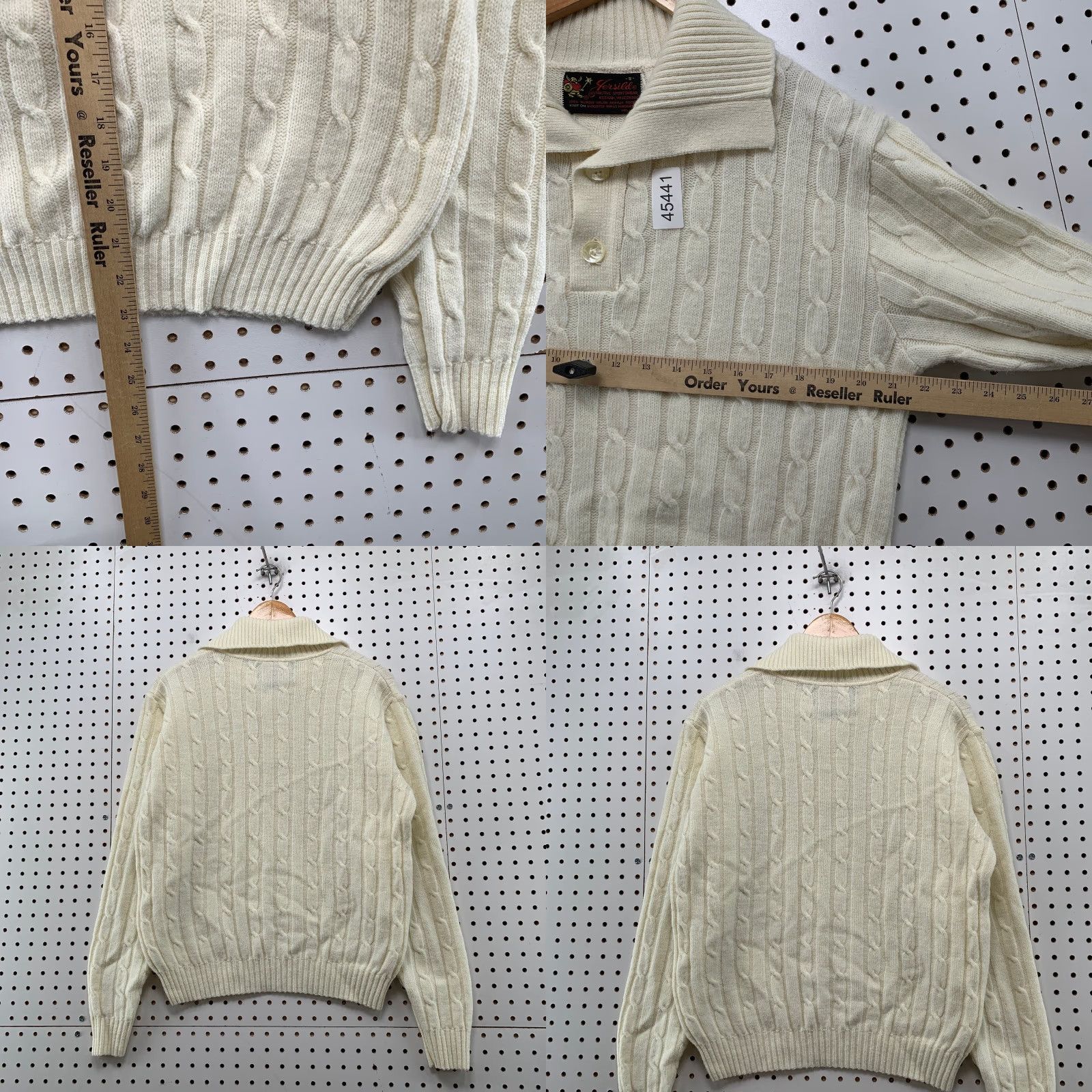 Vintage VINTAGE Jersild Polo Sweater Mens S Ivory Cable Knit Orlon Acrylic Made USA Size US S / EU 44-46 / 1 - 8 Thumbnail