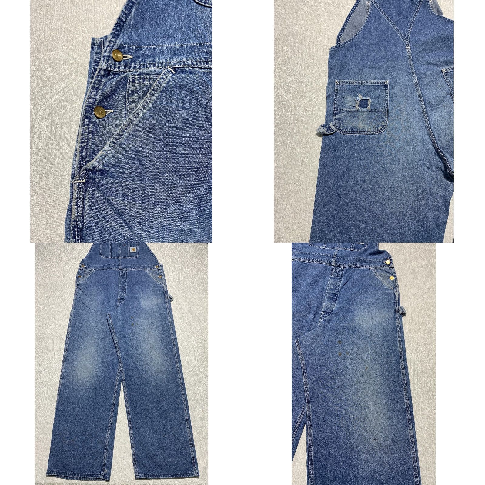 Carhartt VINTAGE Carhartt Overalls Mens 38x32 Denim Blue Bib Carpenter Workwear 90s USA Made Size US 38 / EU 54 - 8 Thumbnail