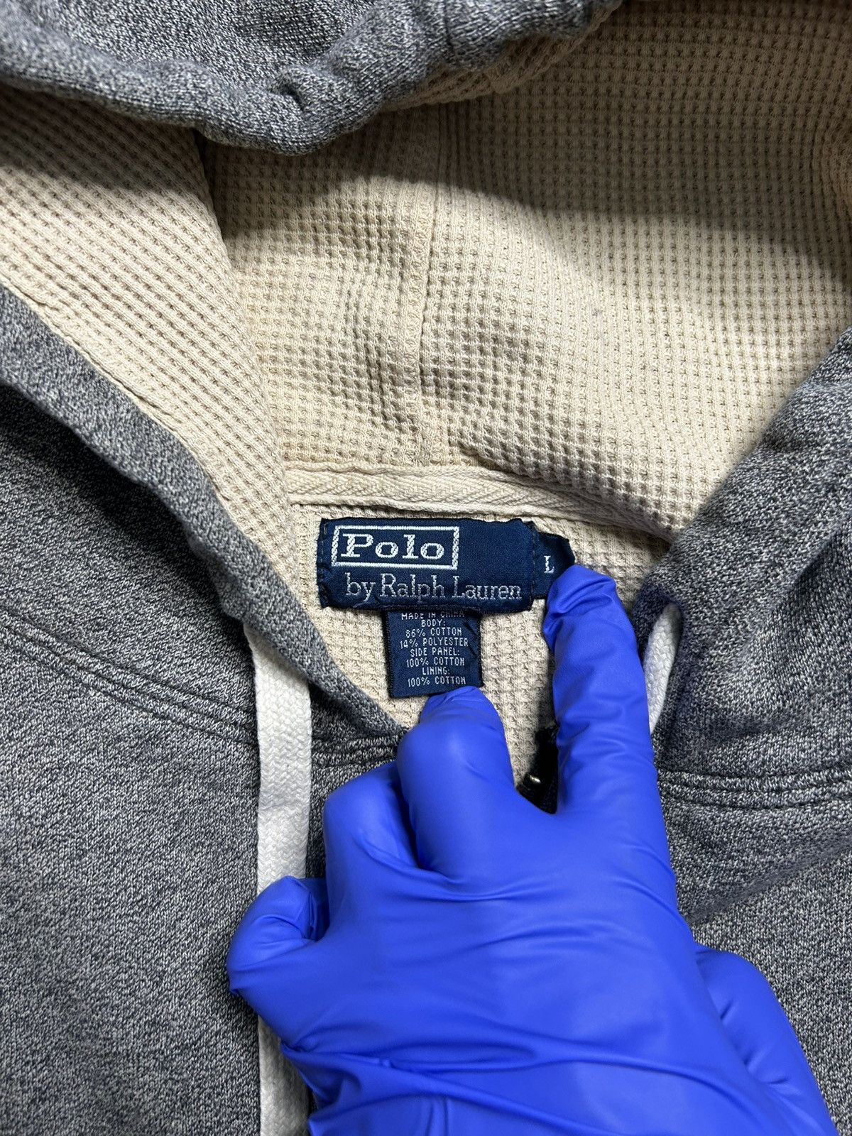 Vintage 80s Polo Ralph Lauren Thermal Paint Zip Hoodie Sweat