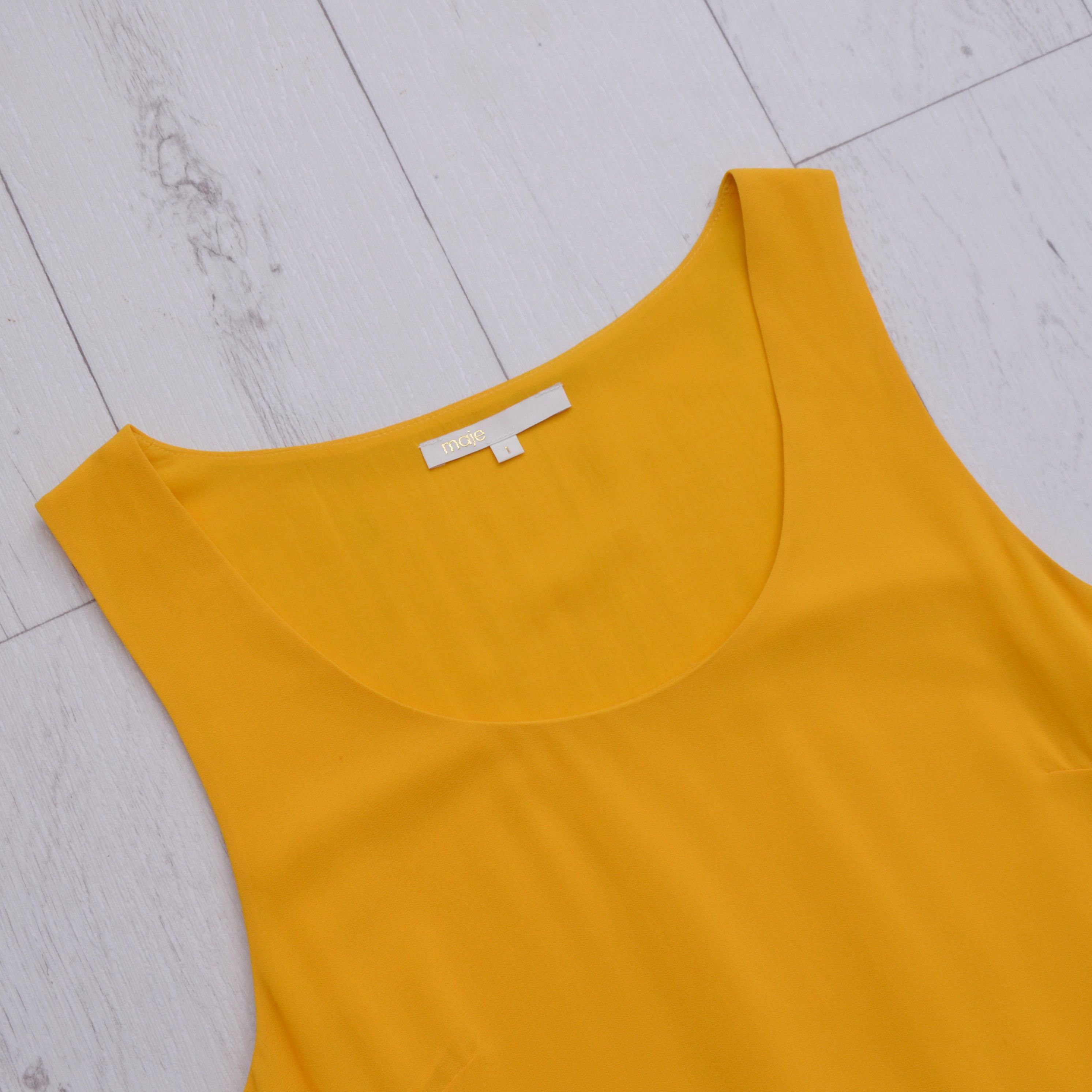Maje Luxury Maje Rachelli Soild Yellow Crepe De Chine Maxi Dress Size XS / US 0-2 / IT 36-38 - 6 Thumbnail