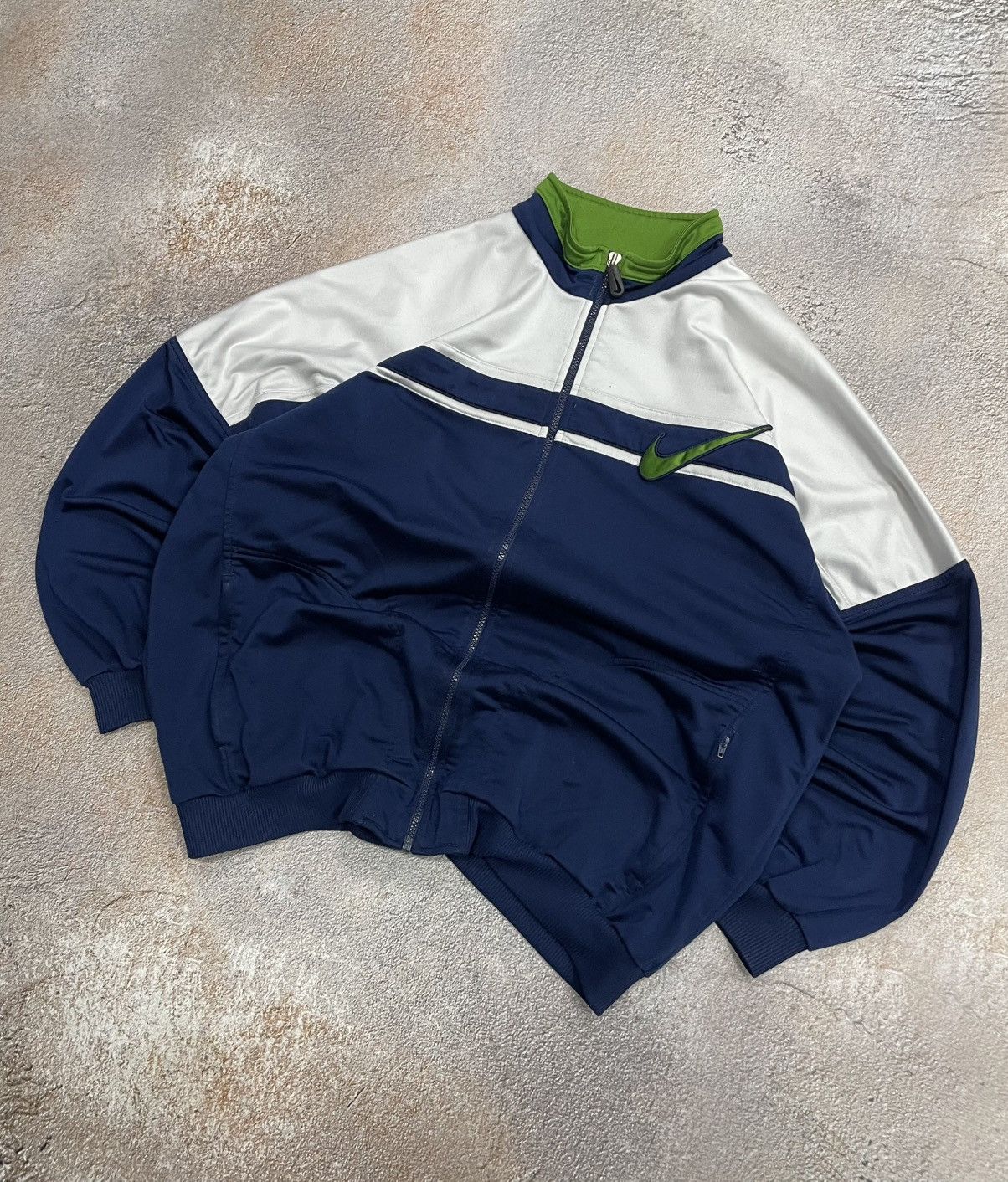 Nike Vintage Nike Big Swoosh Cotton Boxy Track Jacket Size US XL / EU 56 / 4 - 2 Thumbnail