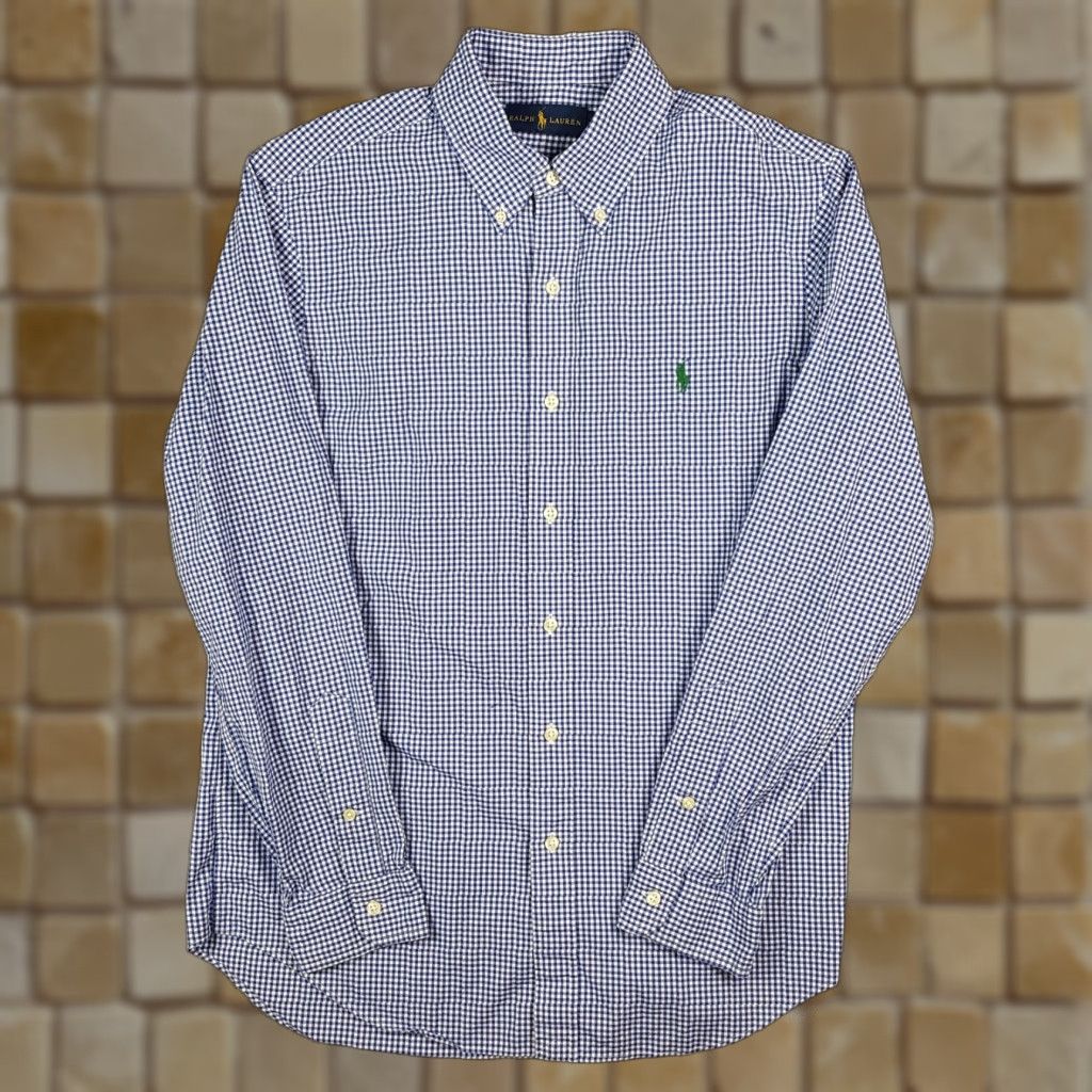 Ralph Lauren Vintage Ralph Lauren Men’s Medium Blue Plaid Gingham Cotton Button-Up Shirt Casual Preppy Retro 90s Size US M / EU 48-50 / 2 - 1 Thumbnail