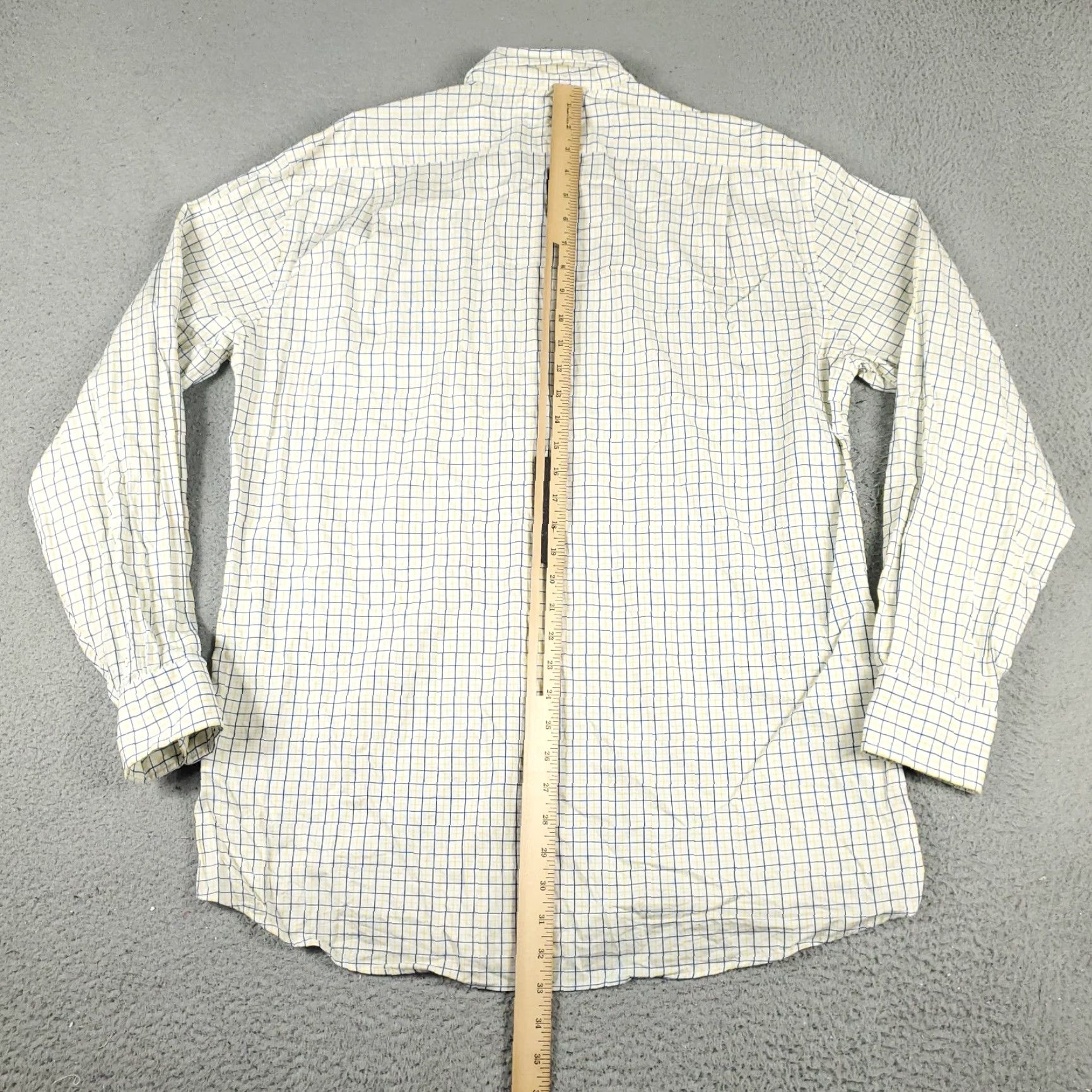 Tommy Hilfiger VINTAGE Tommy Hilfiger Shirt Mens 16 Dress Shirt Long Sleeve Button Up Blue Yellow Check 100% Cotton Size 42R - 4 Thumbnail
