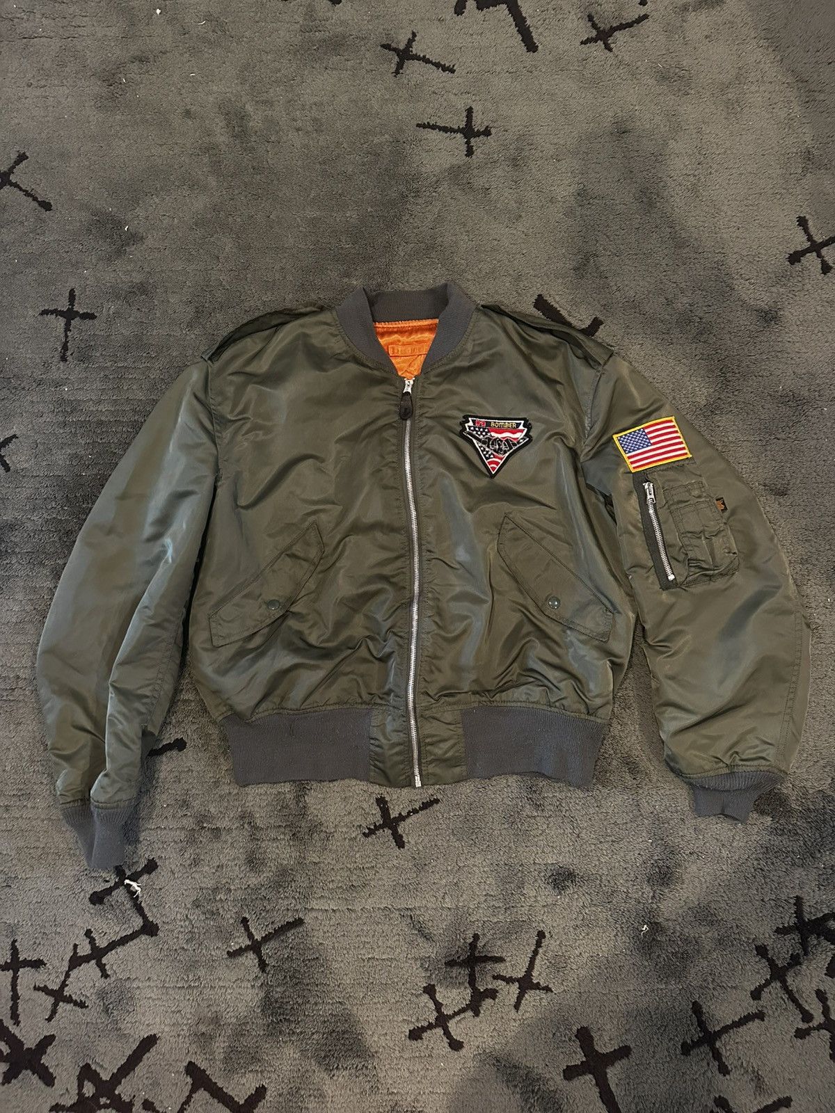 Vintage Vintage 70’s B-2 Stealth Alpha Industy Patched Bomber Jacket Size US XL / EU 56 / 4 - 2 Thumbnail