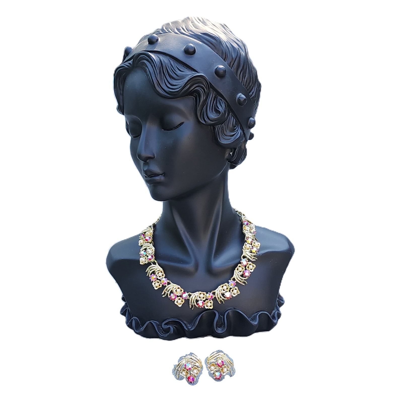 Designer VTG Signed Coro Aurora Borealis Rhinestone Demi Parure Set Size ONE SIZE - 10 Thumbnail
