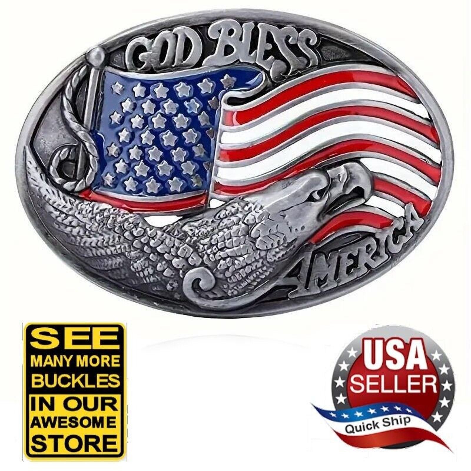 Other Eagle Silvertone Belt Buckle • "God Bless America" Size ONE SIZE - 1 Thumbnail