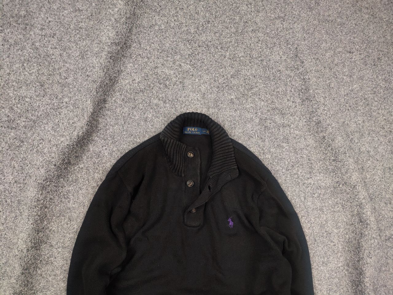 Polo Ralph Lauren Vintage Polo Ralph Lauren Black Cotton Knit Sweater Button Size US L / EU 52-54 / 3 - 1 Thumbnail