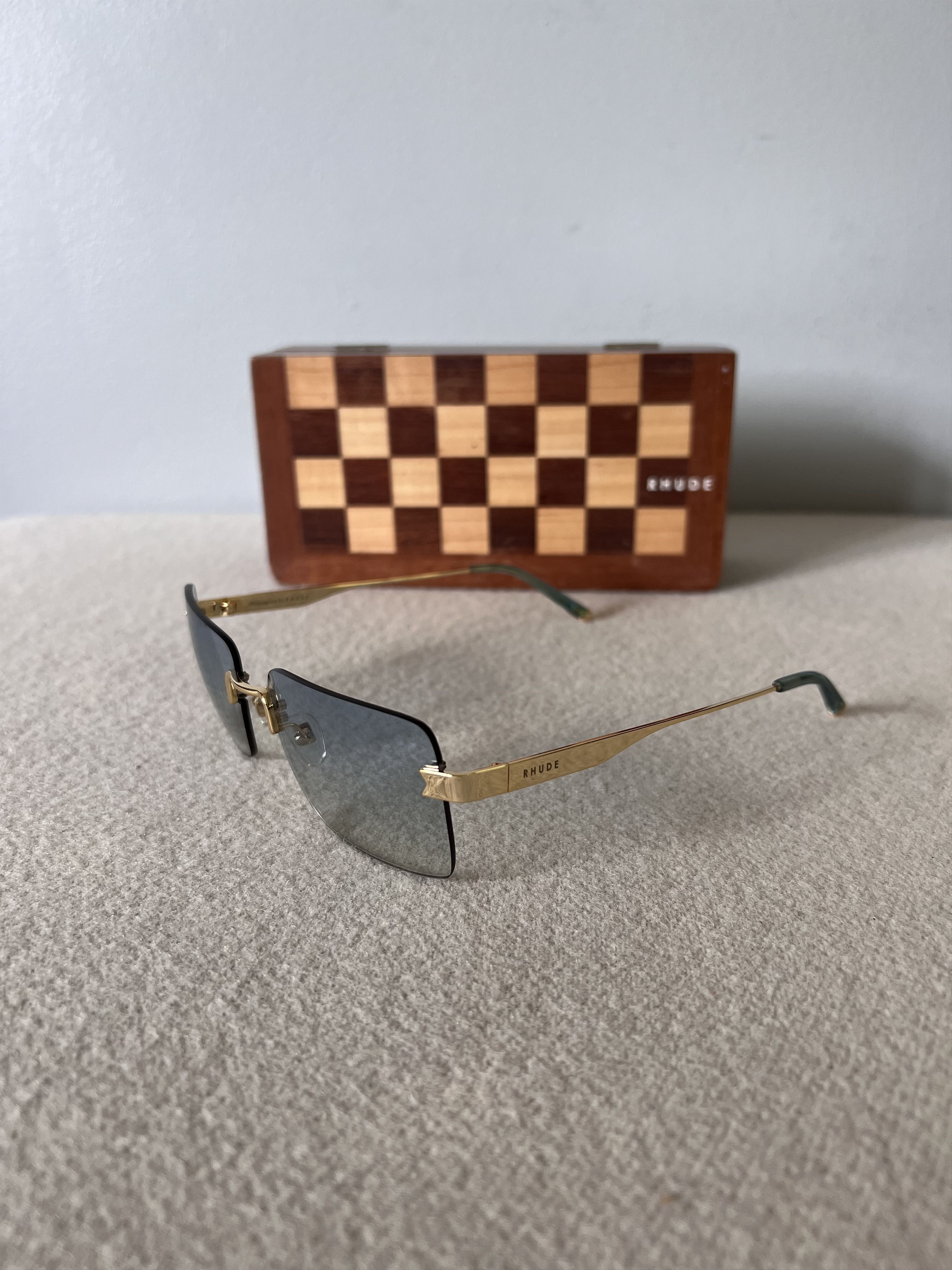 Rhude New Money Sunglasses in Gold with Marine Lens