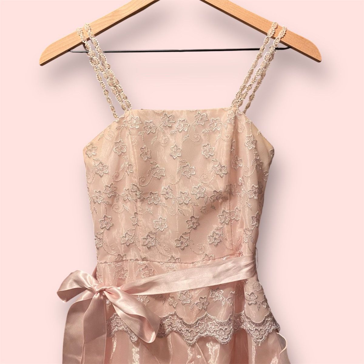 Jessica McClintock × Vintage A-line spaghetti strap light pink gunne sax dress Size XS / US 0-2 / IT 36-38 - 3 Thumbnail