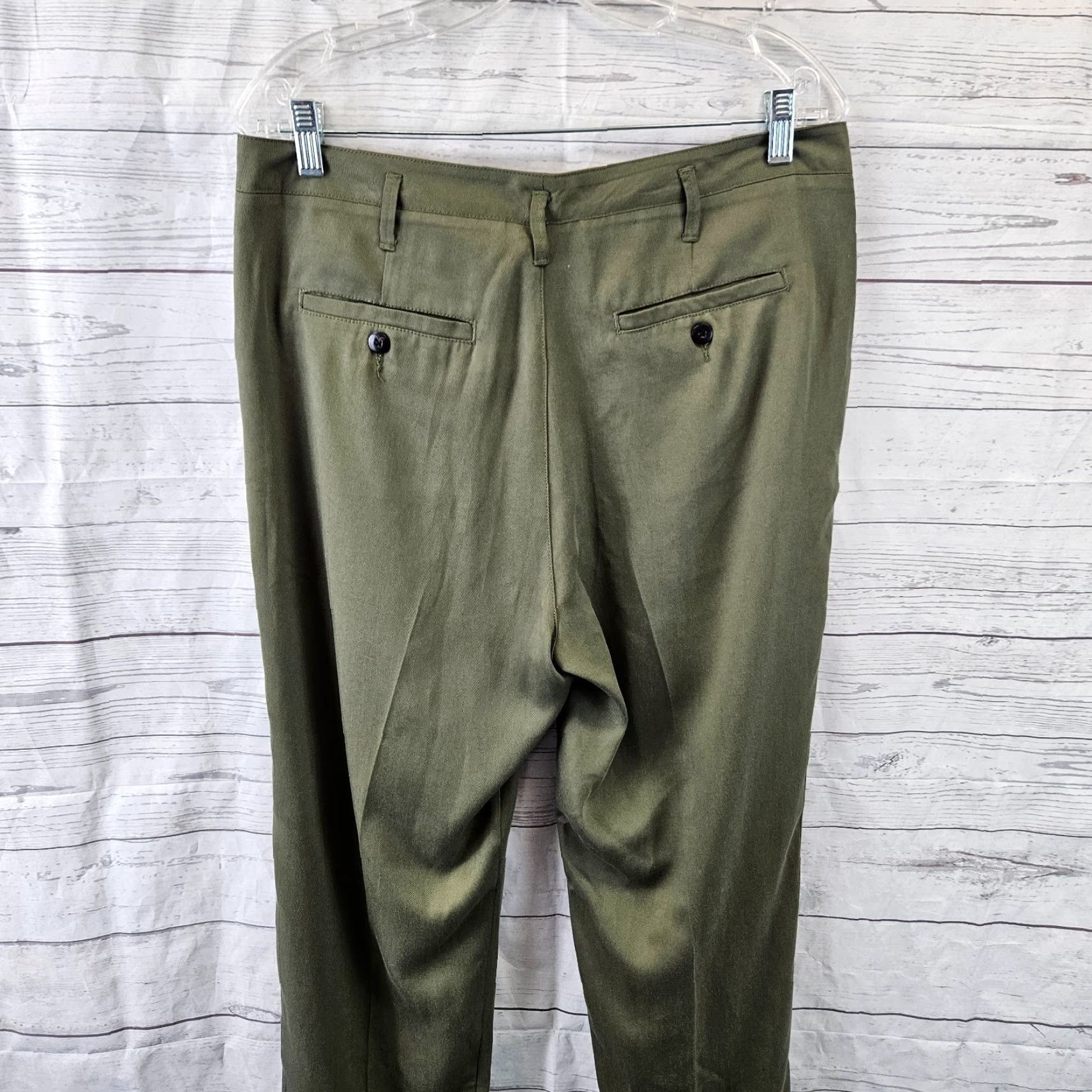 Vintage Sundance Womens Pants Sz 10 Green Pleated Front Tencel High Rise Dress Pants Women 10 Green Sundance Size 32" / US 10 / IT 46 - 4 Thumbnail