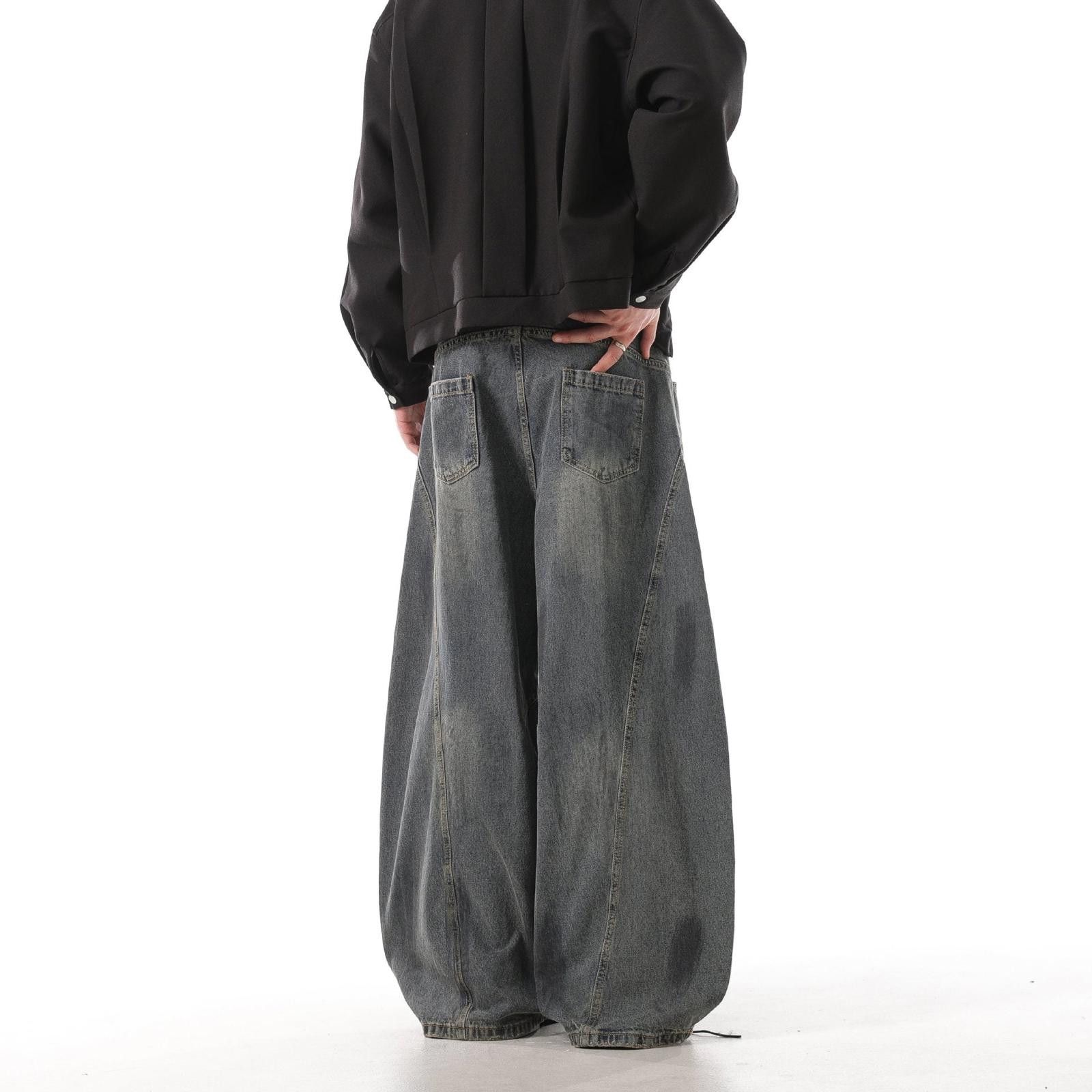 Japanese Brand Distressed Baggy Wide Leg Jeans, Barrel Leg Jeans Size US 32 / EU 48 - 5 Thumbnail