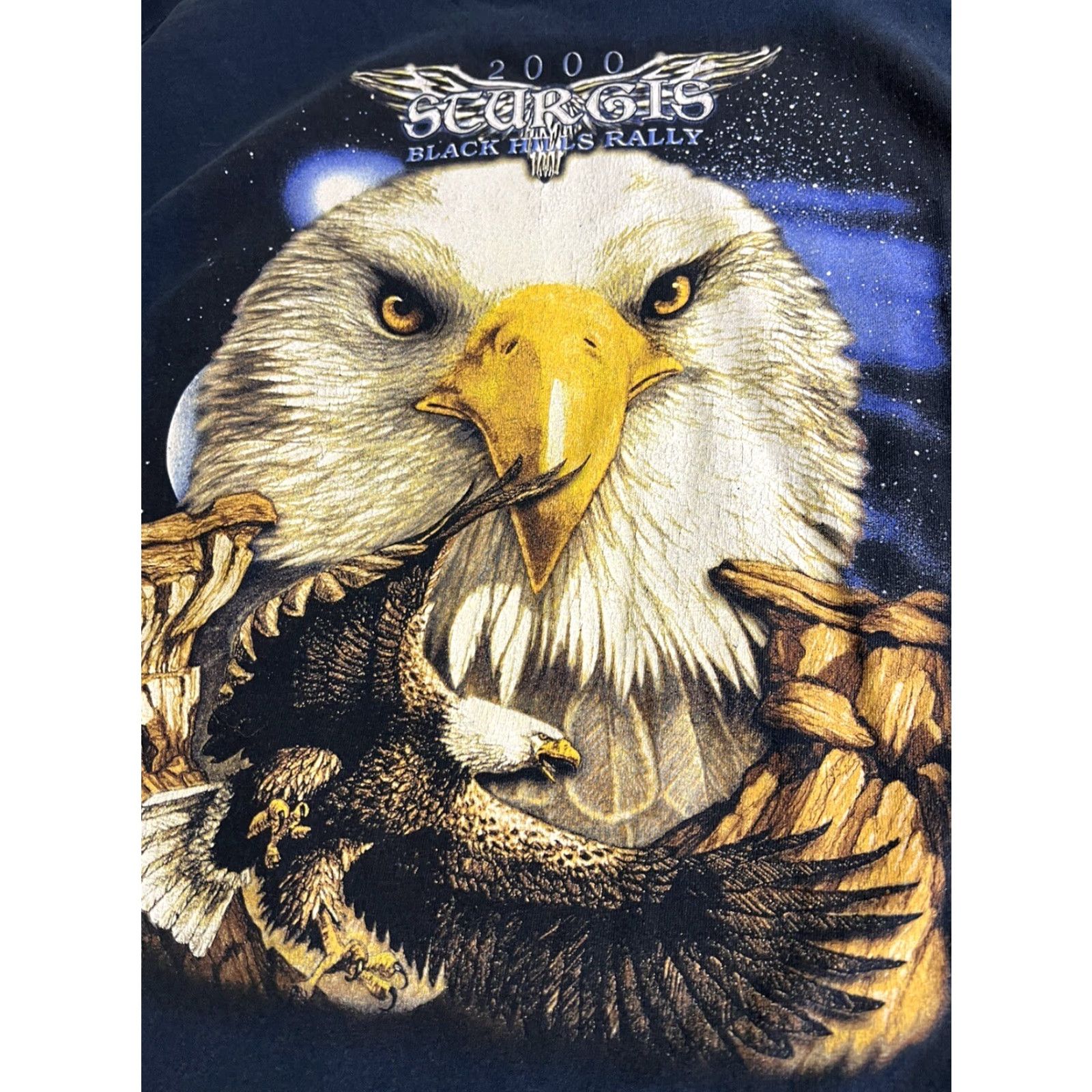 Vintage VINTAGE Sturgis 2000 Black Hills HD Rapid City SD Two-sided T-shirt Blue L Adult Mens Unbranded Crew Neck Short Sleeve Motorcycle Shirt Size US L / EU 52-54 / 3 - 6 Thumbnail