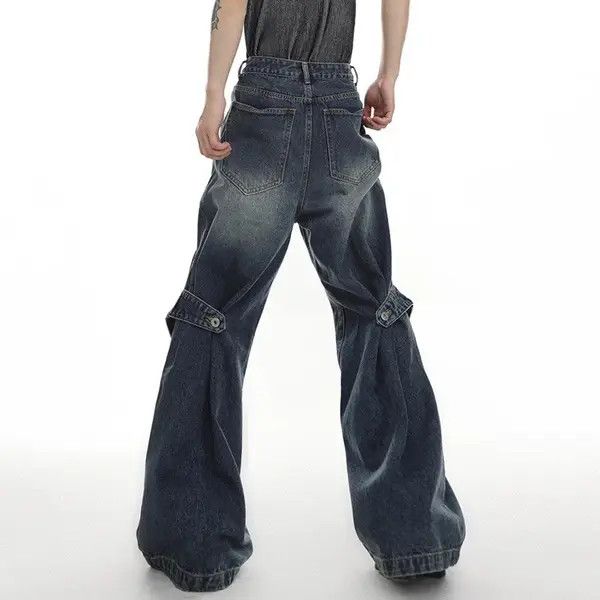 VIBE Deconstruct Wide Leg Washed Jeans Pants y2k Size US 34 / EU 50 - 3 Thumbnail