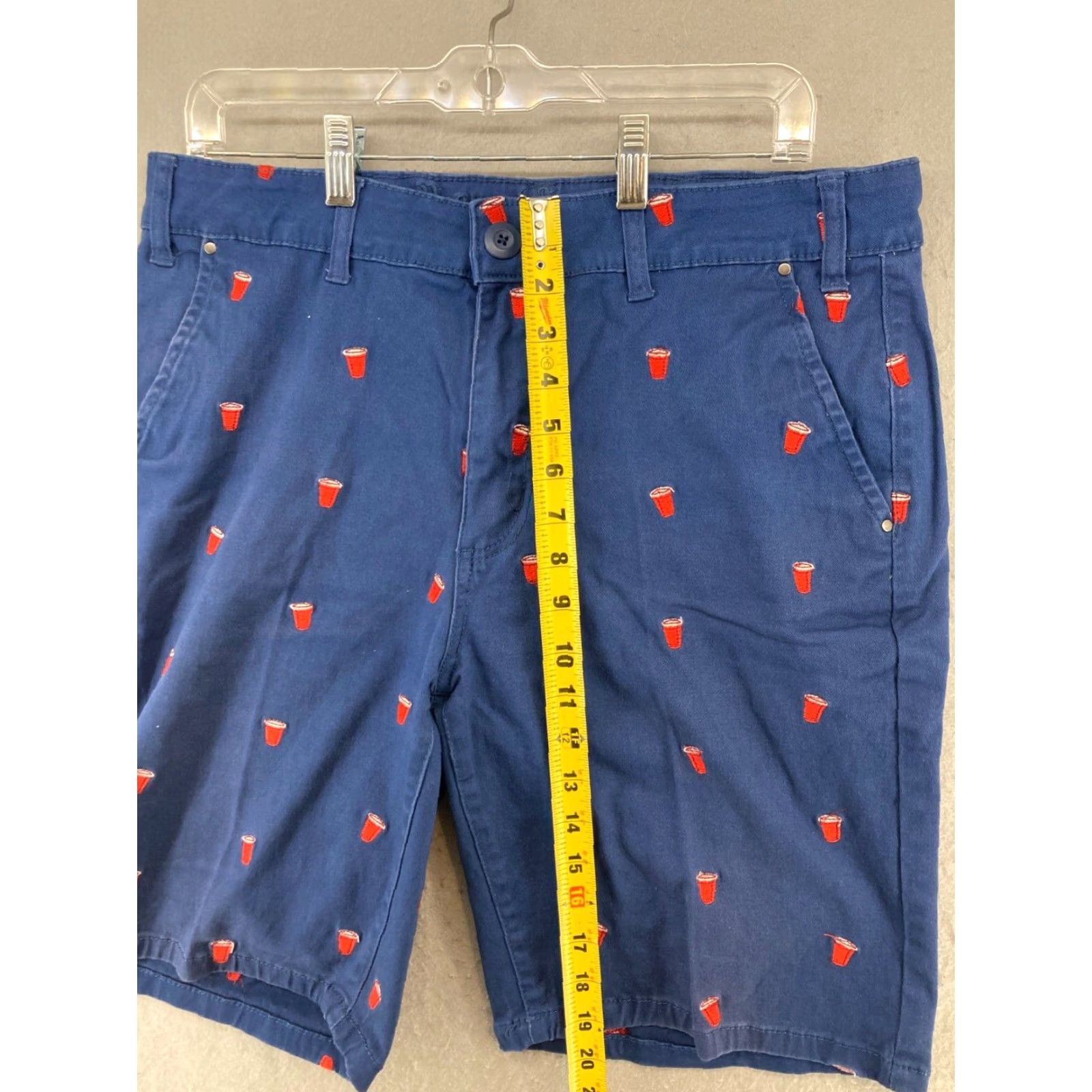 Vintage Request Jeans Mens Shorts 34 Blue Solid Chino Flat Front Casual mid rise 34in Cotton Blend Mens Shorts Blue Size US 34 / EU 50 - 3 Thumbnail