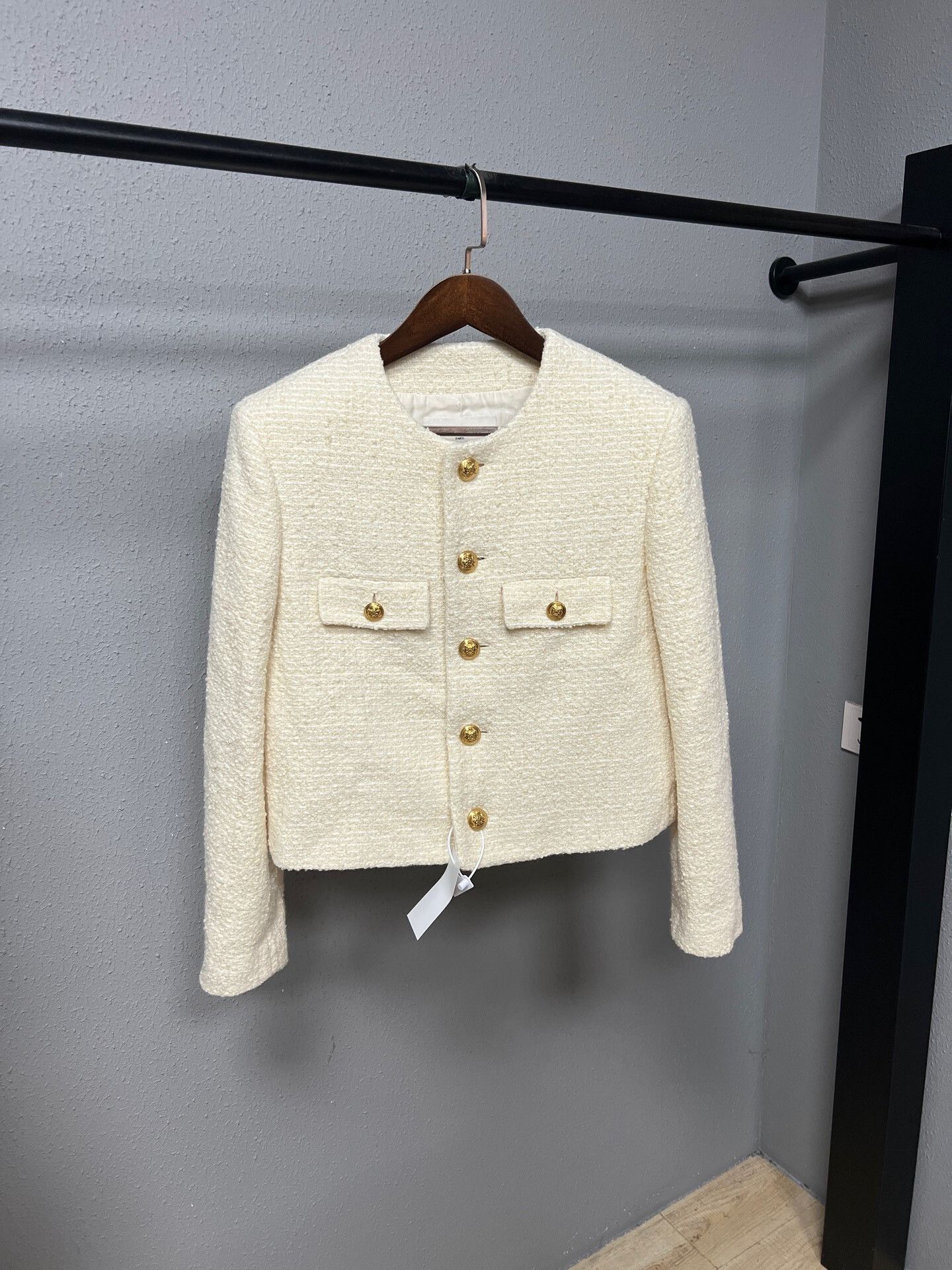 Celine Celine White Gold Button Tweed Jacket Size M / US 6-8 / IT 42-44 - 1 Thumbnail