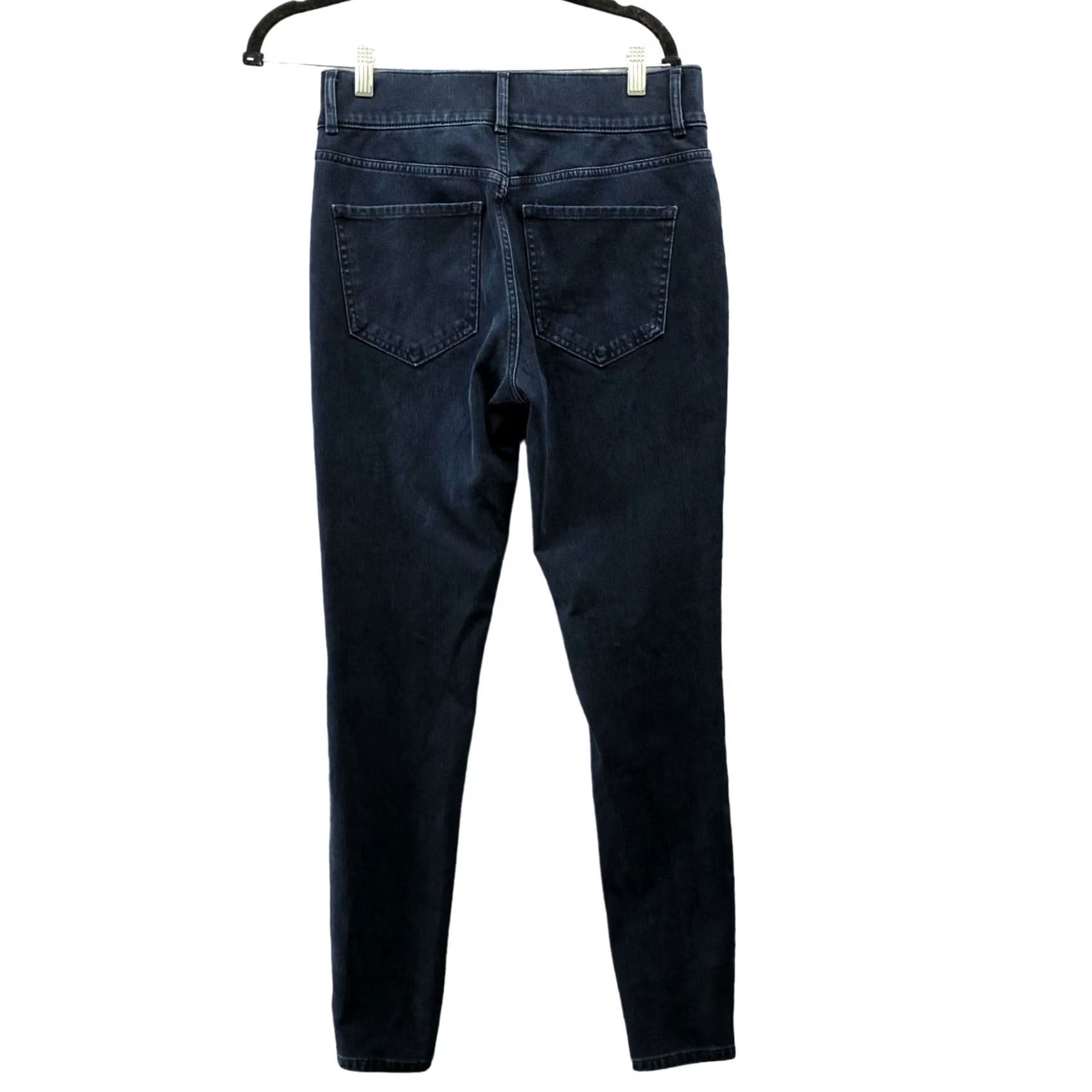 Express Express High Rise Skinny Jean Womens Size 8L Dark Wash Blue Distressed Knee Size 30" / US 8 / IT 44 - 2 Thumbnail