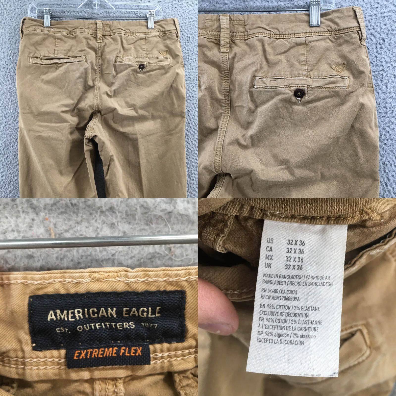 American Eagle Outfitters VINTAGE American Eagle Outfitters Chino Pants Mens 32x36 Beige Mid Rise Zip Fly Slim/Regular Tie Legs? Size US 32 / EU 48 - 9 Thumbnail