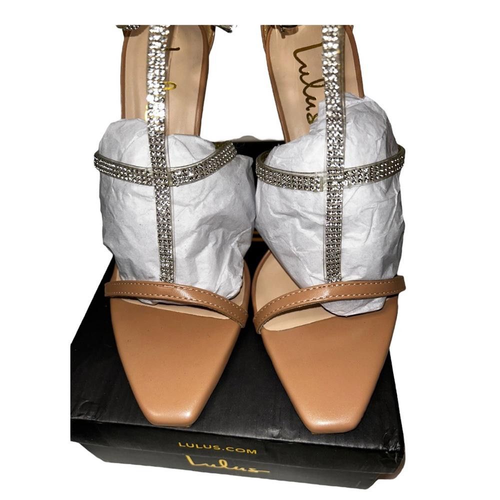 Lulus Lulus NIB Damsia Light Nude Rhinestone Ankle Strap Heels 6.5 Size US 6.5 / IT 36.5 - 3 Thumbnail