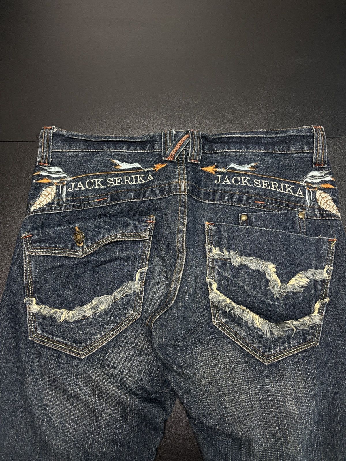 Japanese Brand Jack Serika Embroidery Wide Flare Denim Jeans Size 31" - 4 Thumbnail