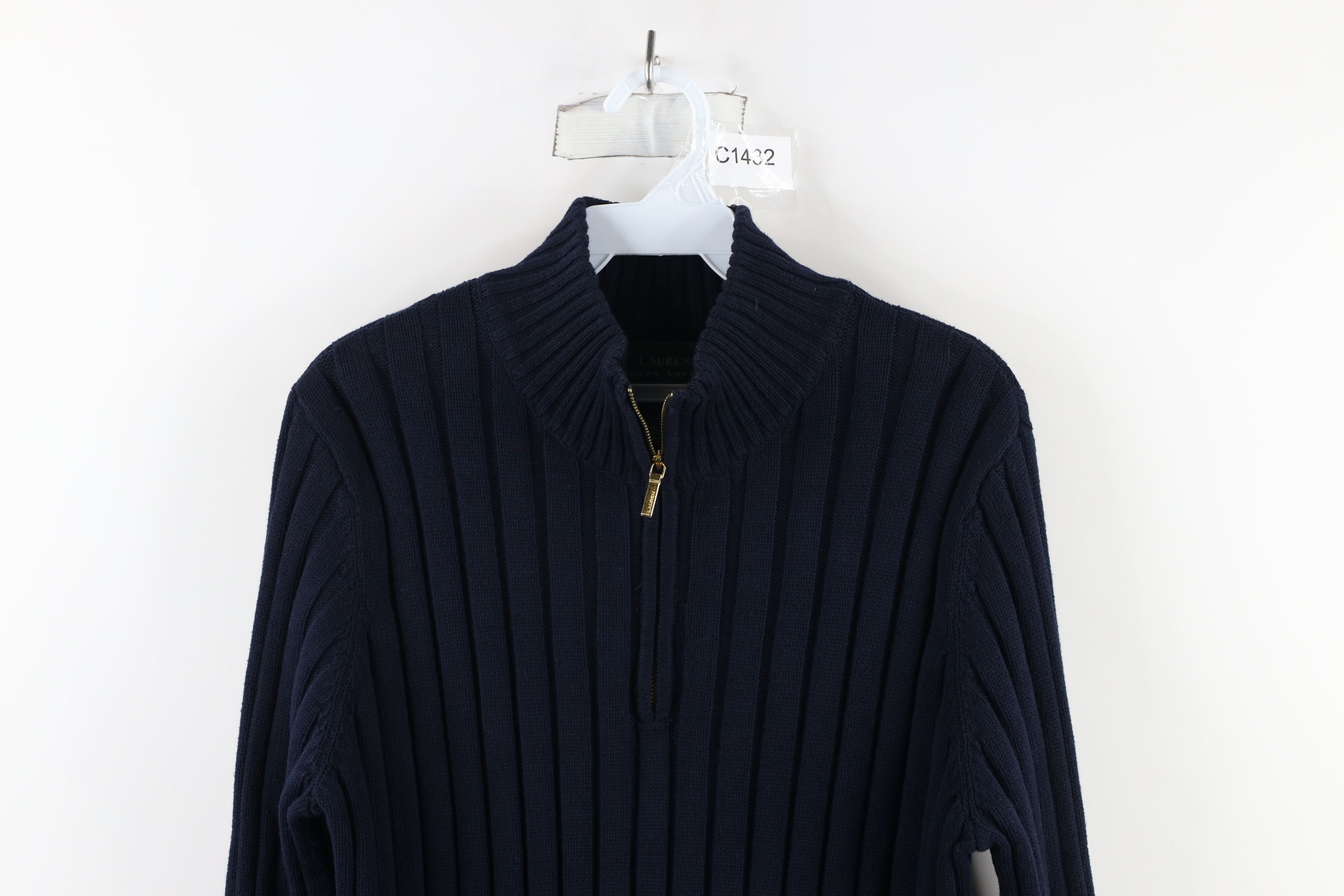 Ralph Lauren × Vintage Vintage 90s Ralph Lauren Chunky Ribbed Knit Half Zip Sweater Size S / US 4 / IT 40 - 2 Thumbnail