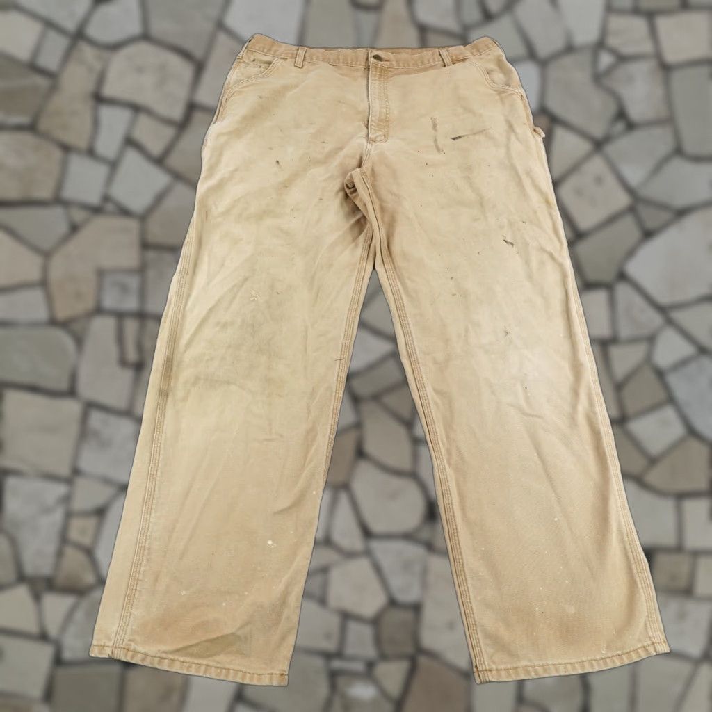 Carhartt Carhartt Pants Mens 42x34 Brown Canvas Duck Dungaree Fit Carpenter Straight Cotton Workwear Mens Brown Canvas Size US 41 - 1 Thumbnail