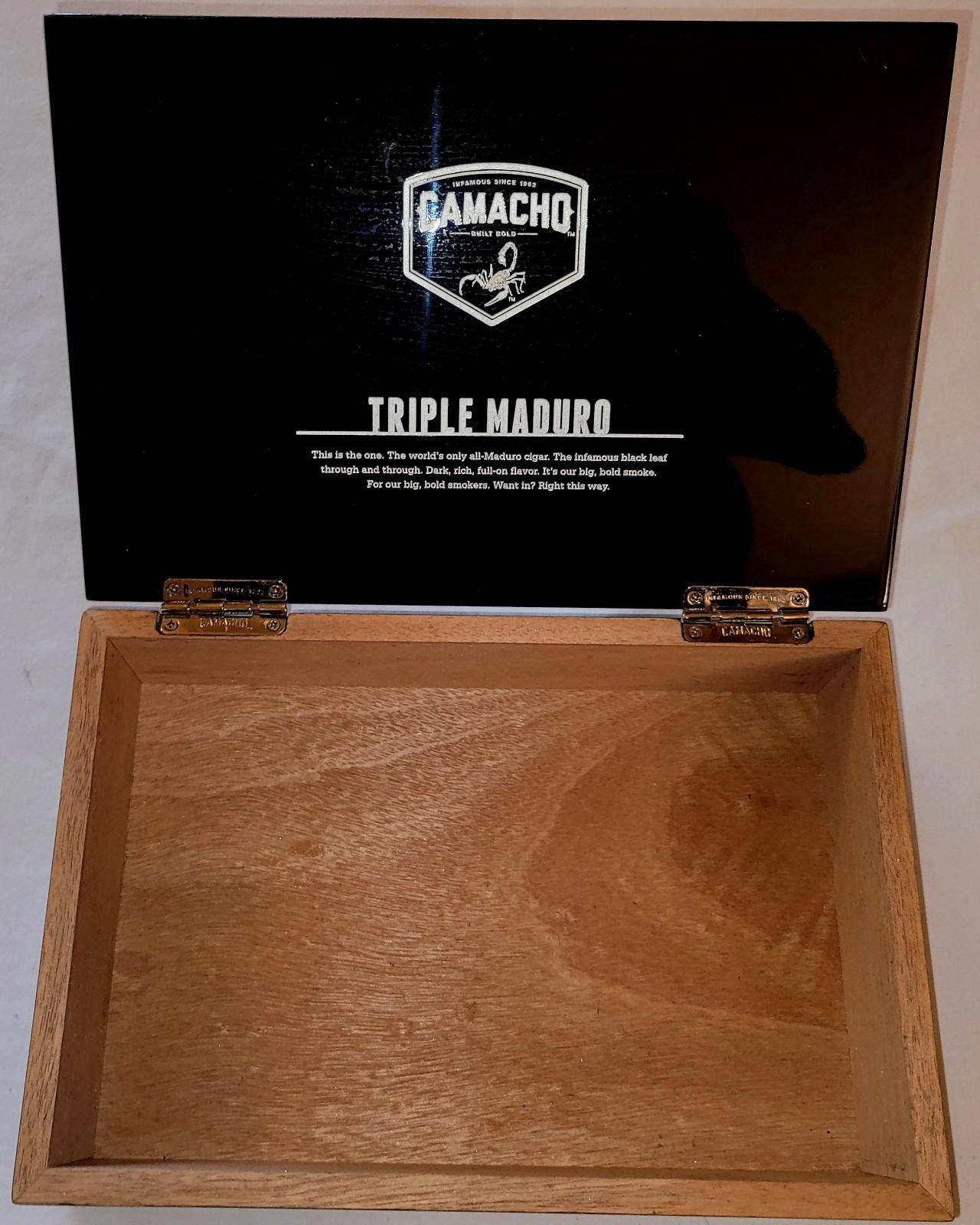 Designer Camacho Triple Empty Wooden Cigar Box 10.25x7x2.5 Size ONE SIZE - 3 Thumbnail