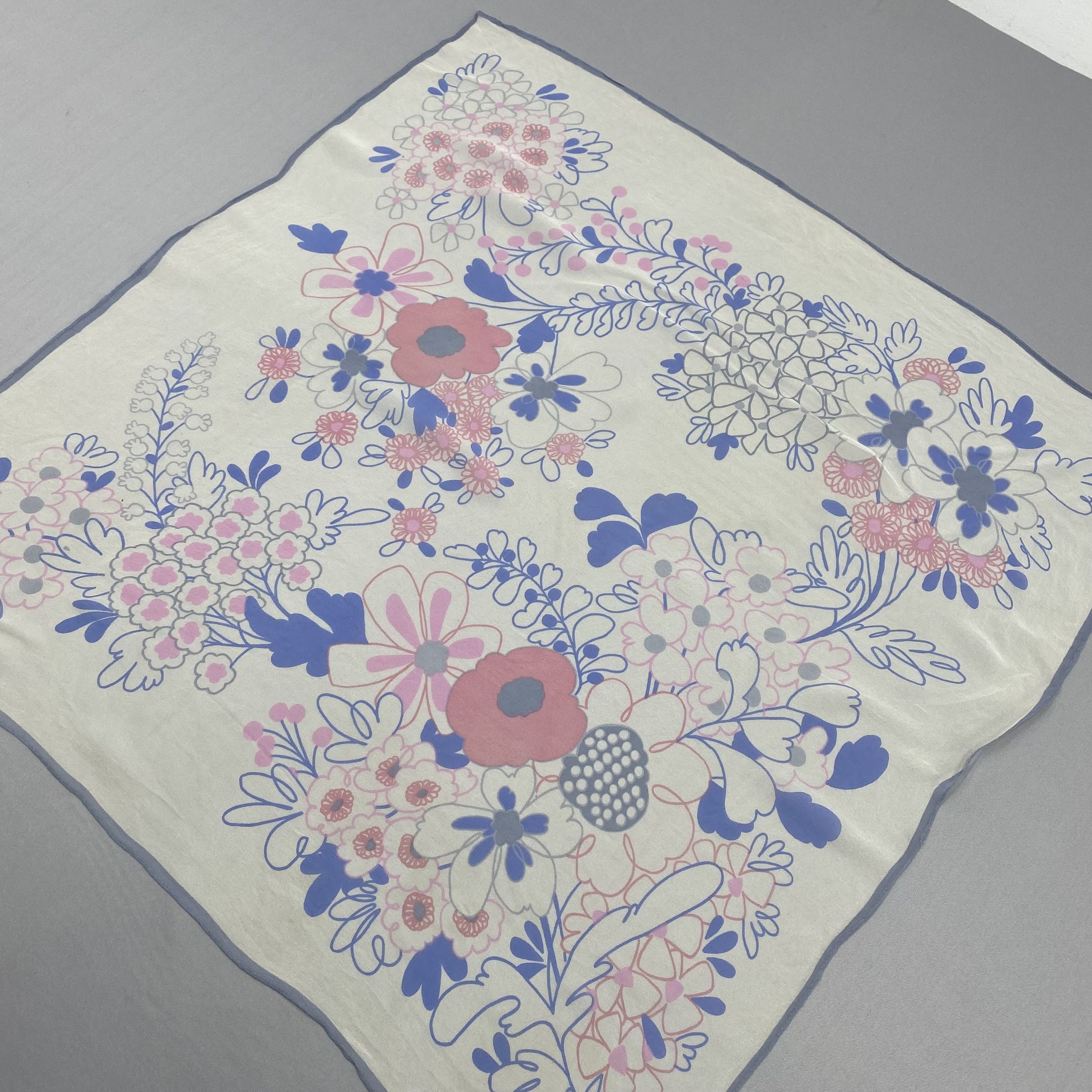 Japanese Brand Vintage Flower Bloom SILK Scarf Twill Stole Wraps Scarves Size ONE SIZE - 4 Thumbnail