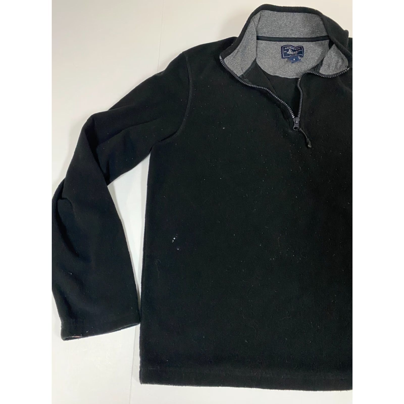 Vintage G.H. Bass & Co Mens Sweater M Pullover Black 1/4 Zip Cable-Knit Mock Neck Zipper Striped Athletic Regular Knit Pattern Vintage No Size US M / EU 48-50 / 2 - 3 Thumbnail